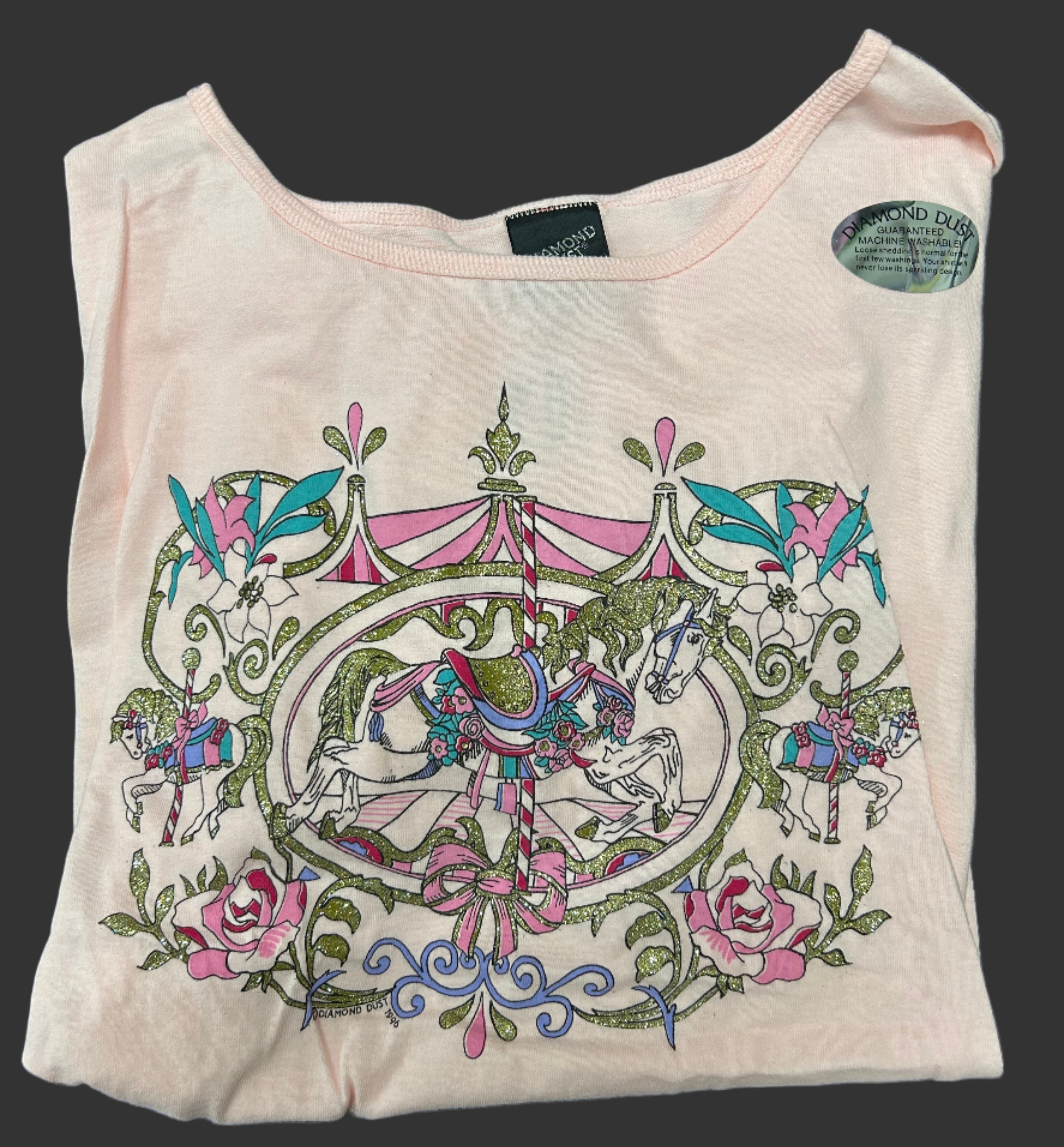 Merry-Go-Round Scoop Neck T-shirt in Light Pink - XL