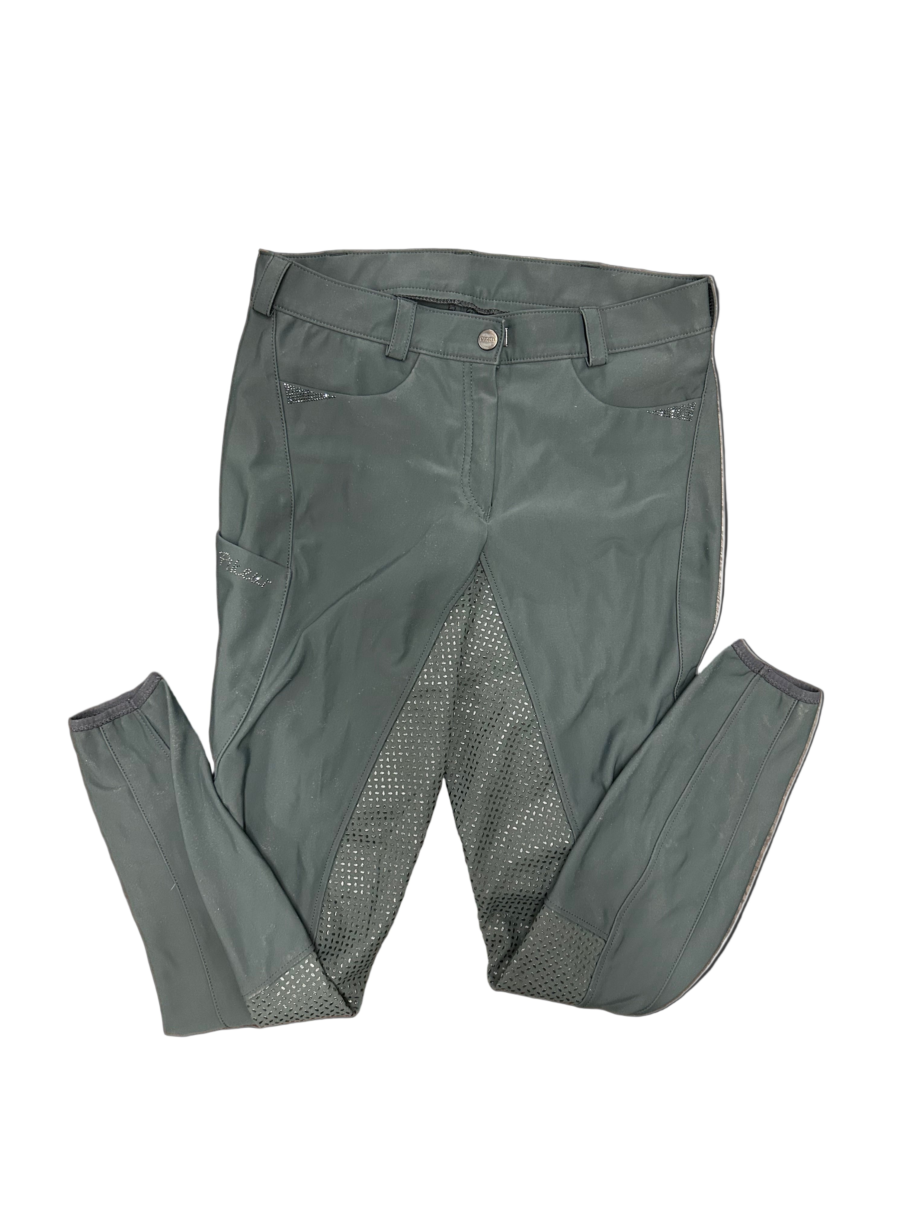 Pikeur Hunter Green 32 Womens full seat breeches with stone accents, used.