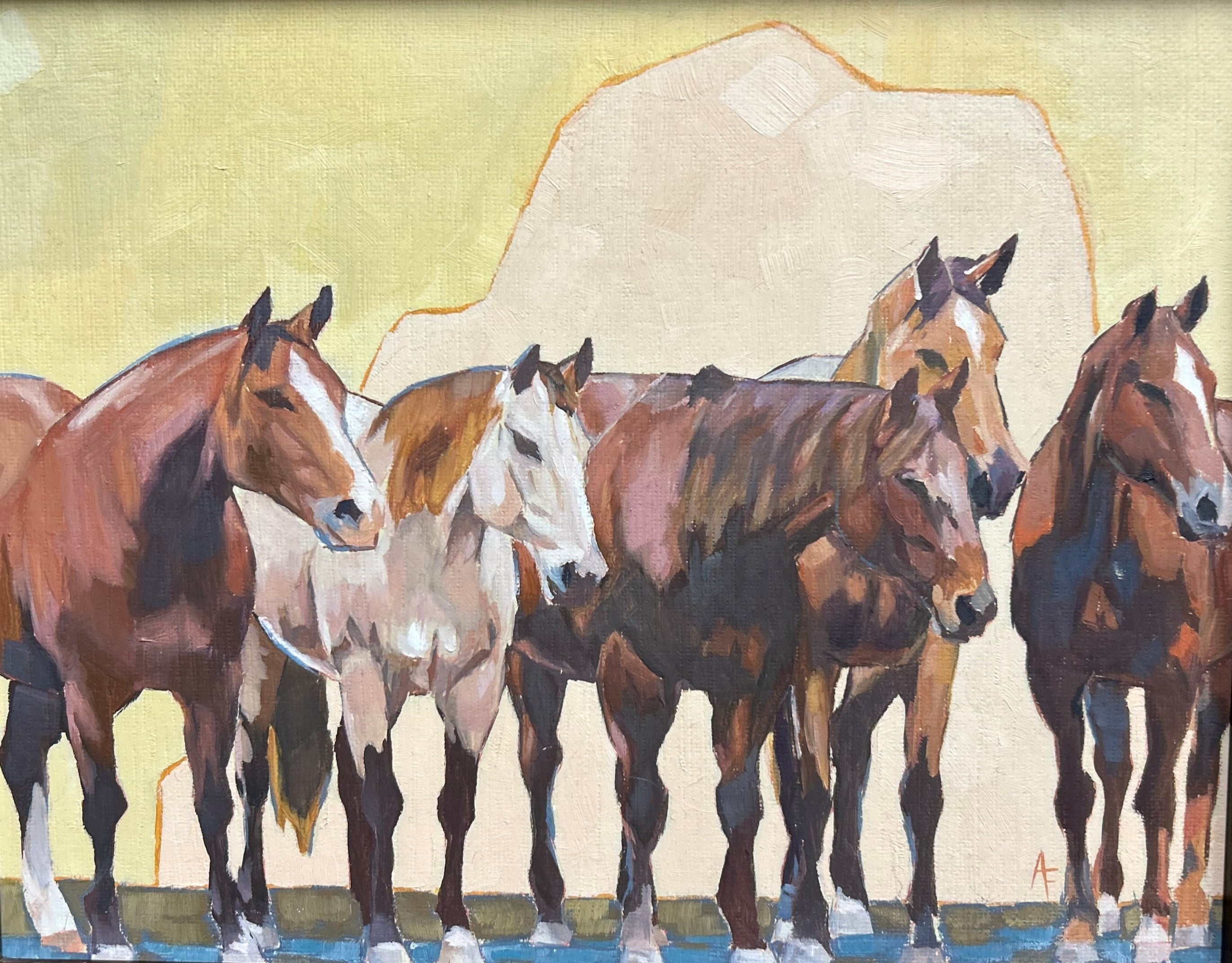 "All the ladies" 9 x 11 Signed original oil painting by Ashley Funicello