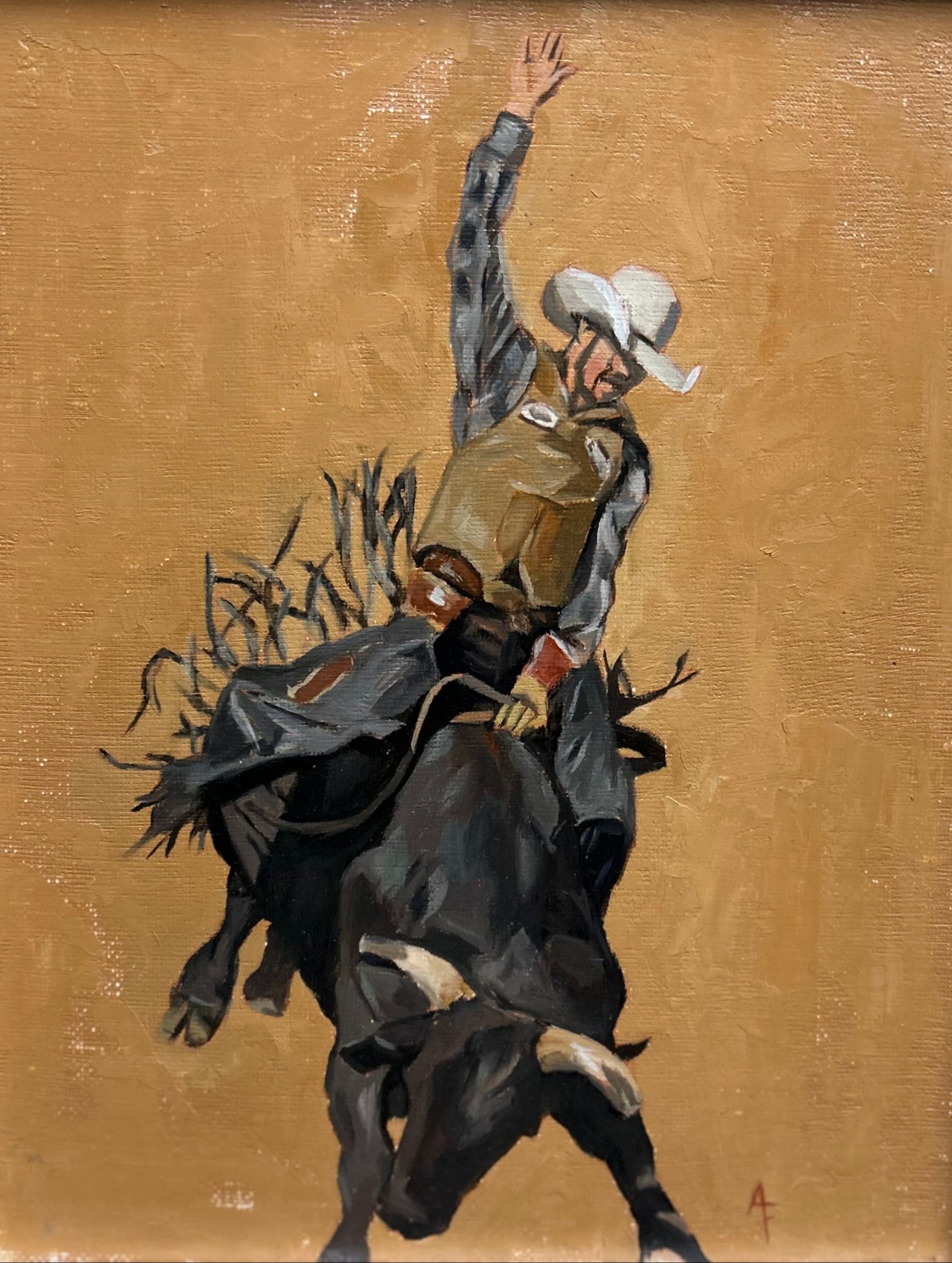 "The Main Event" 9x11 Framed original oil painting signed by artist Ashley Funicello