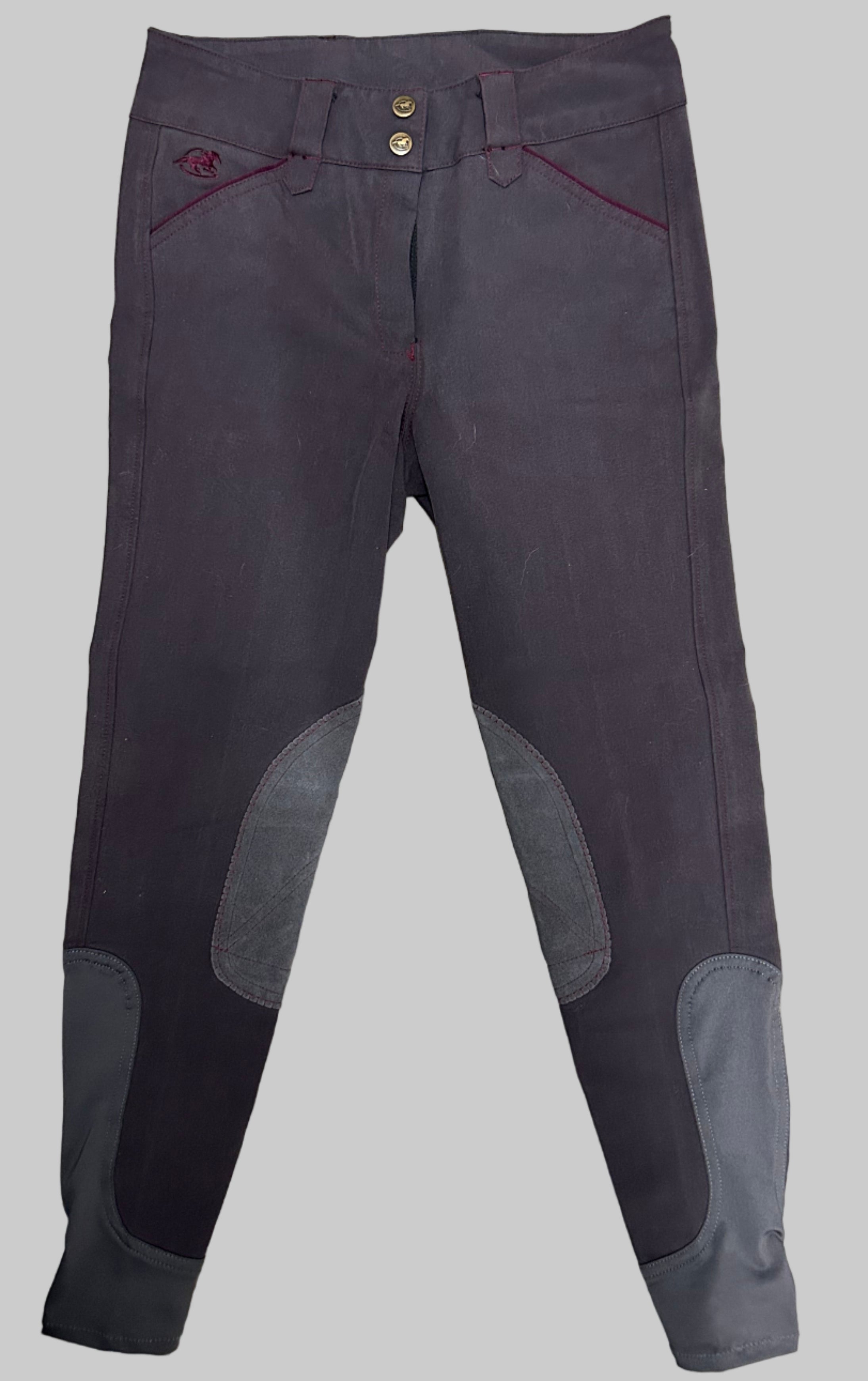 Smartpak Piper Breeches in Gray/Burgundy - Women's 26R