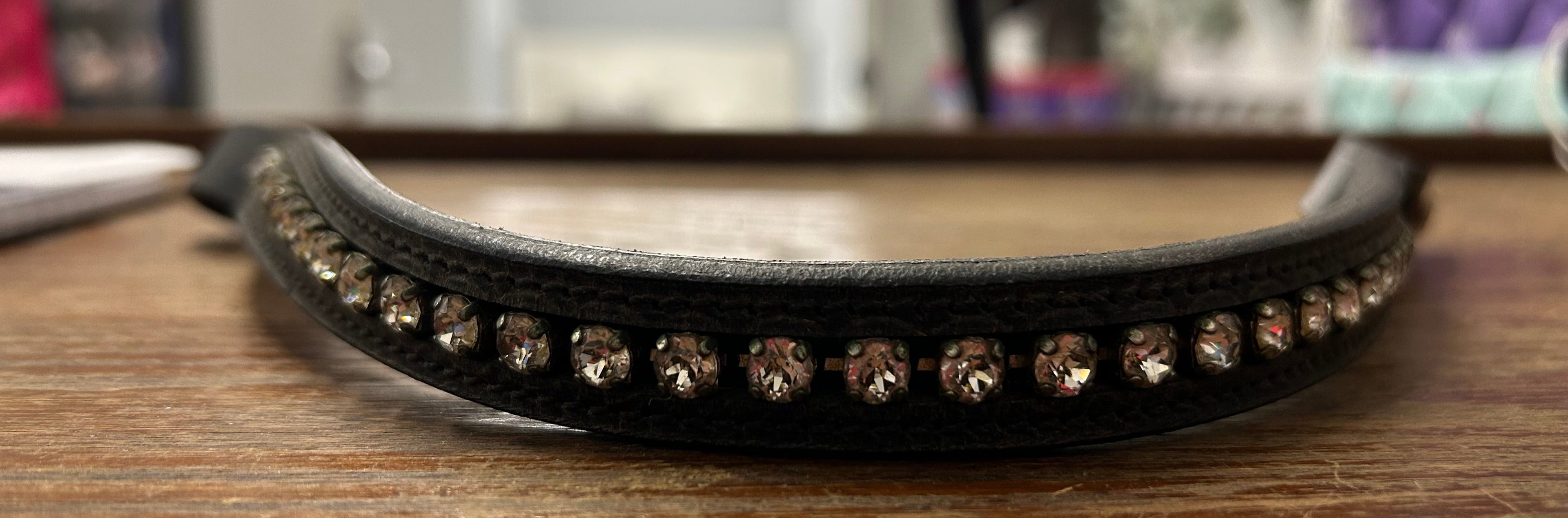 BEAST Browband in Black/White Crystals - 14"