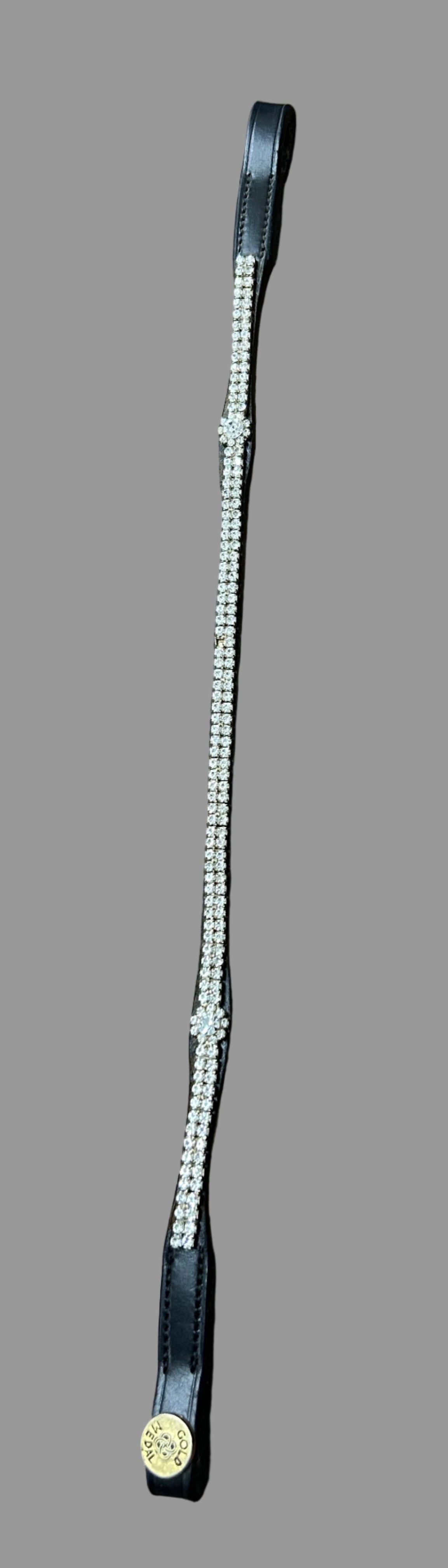 Gold Medal Browband in Black/White Crystals - 12"
