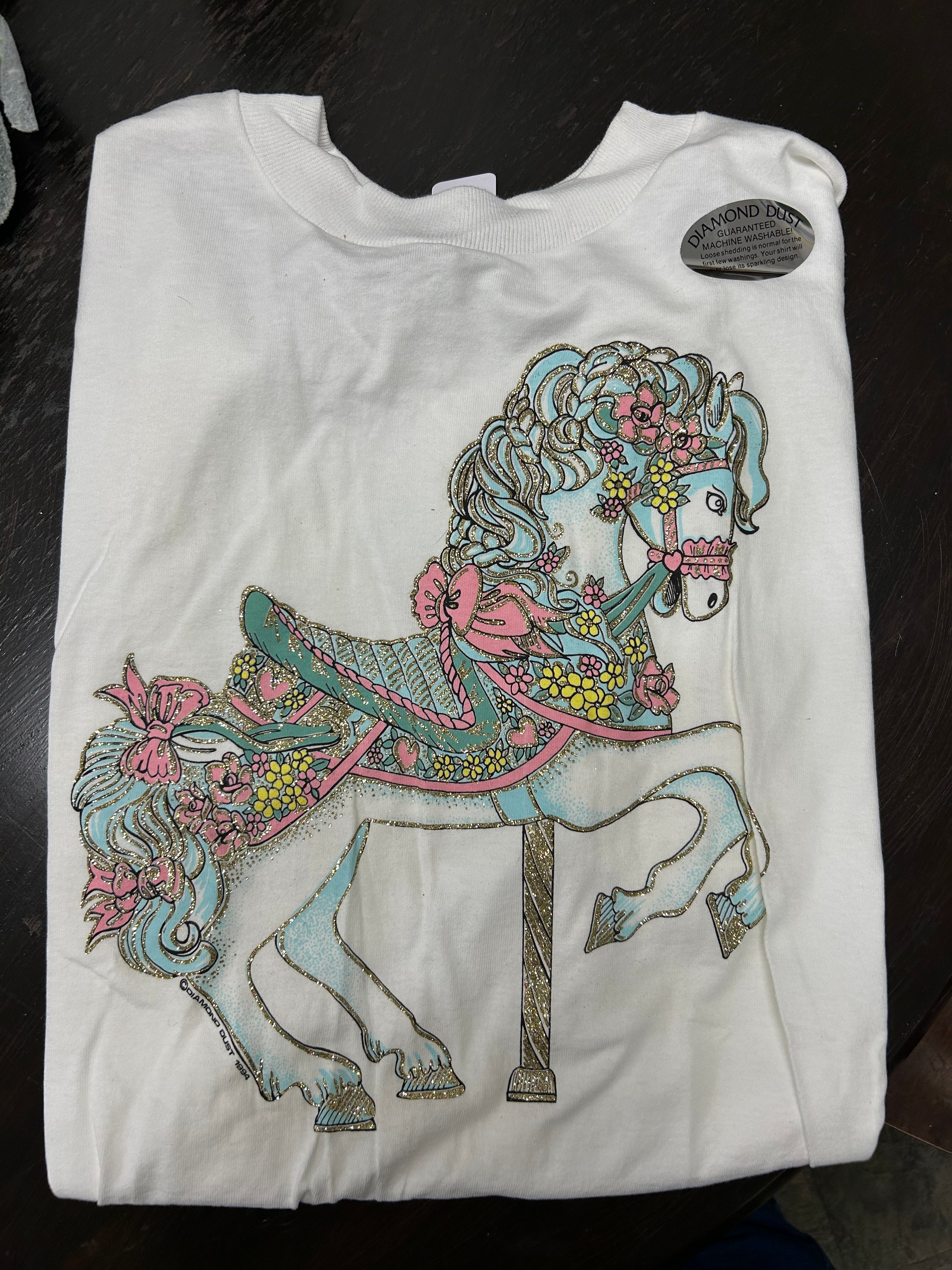 Merry-Go-Round T-shirt in White and Gold - Women's Medium