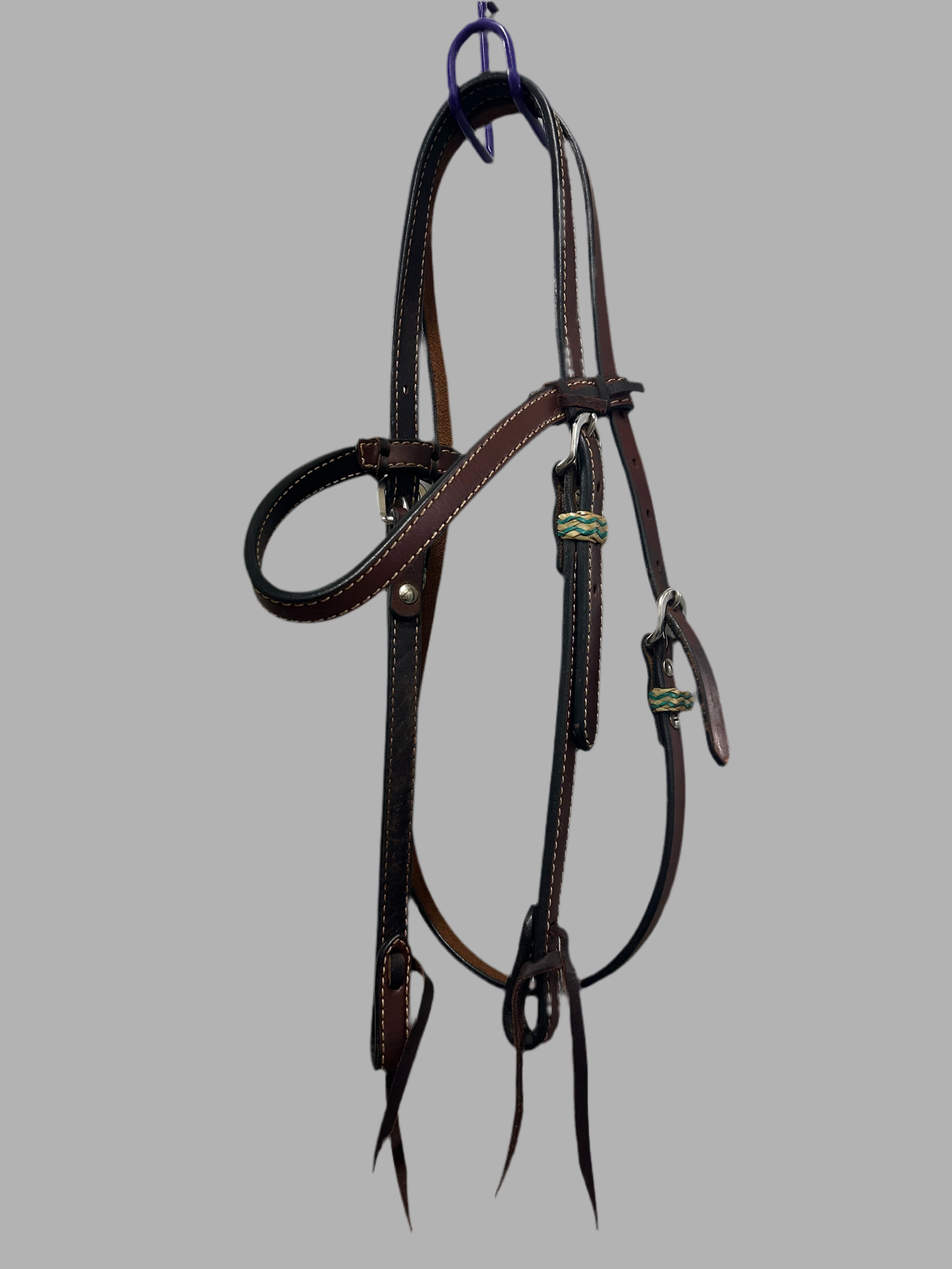 Western Headstall w/ Rawhide Accents in Brown - Horse