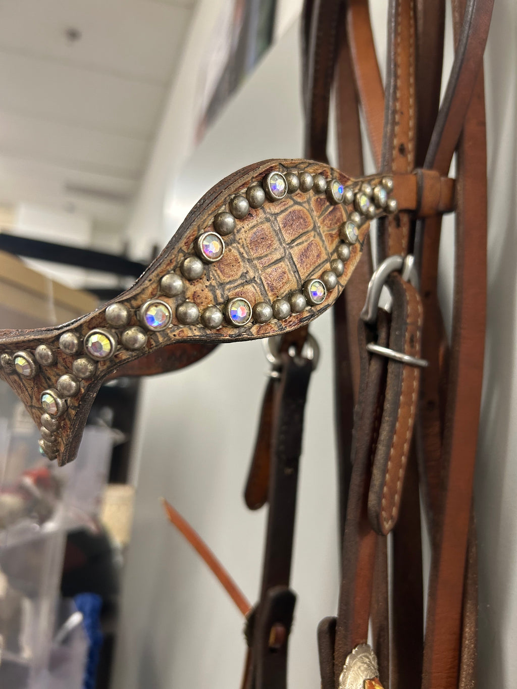 Western Headstall w/ Fancy Browband in Brown - Horse