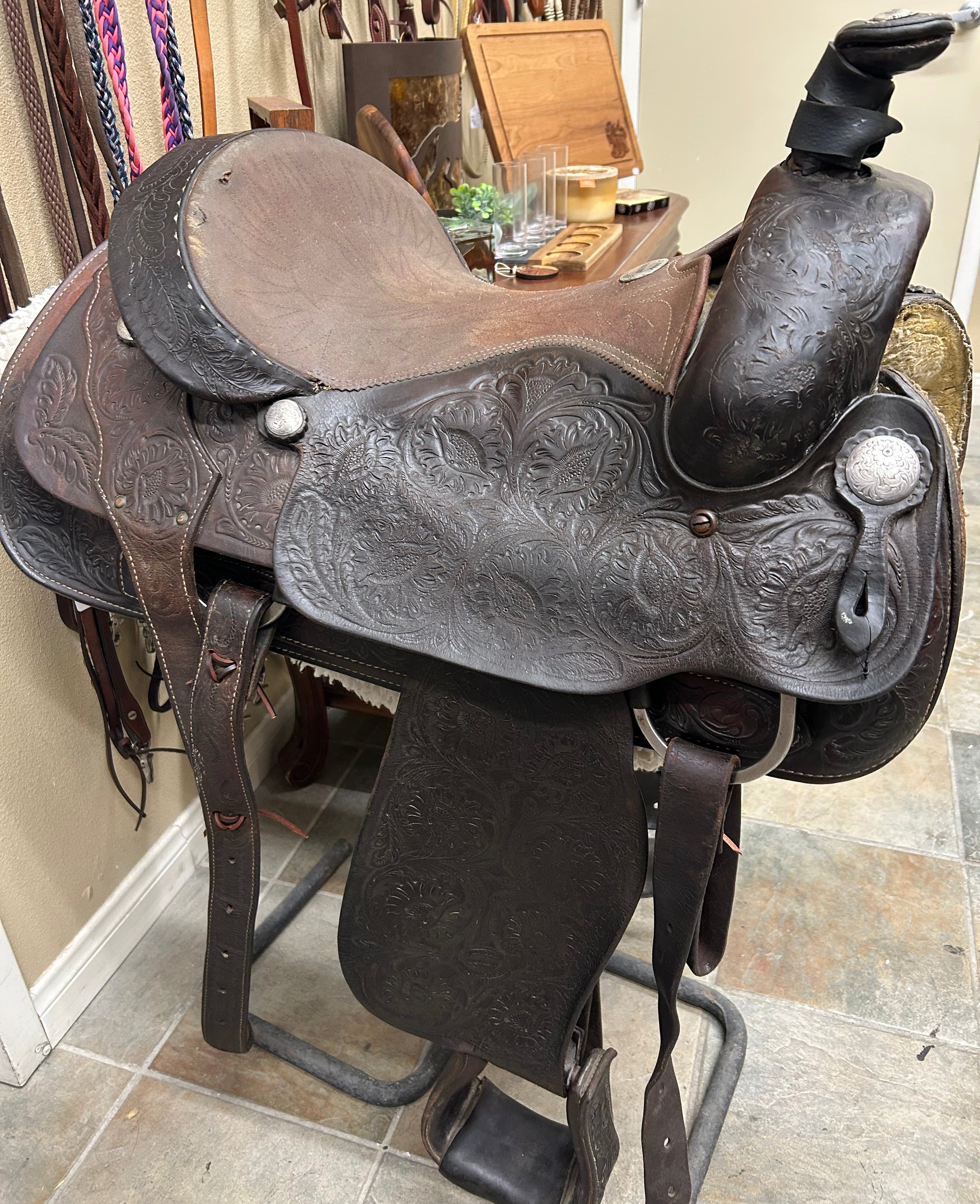 Billy Cook Vintage Western Saddle 15" Seat Semi Qh Bars