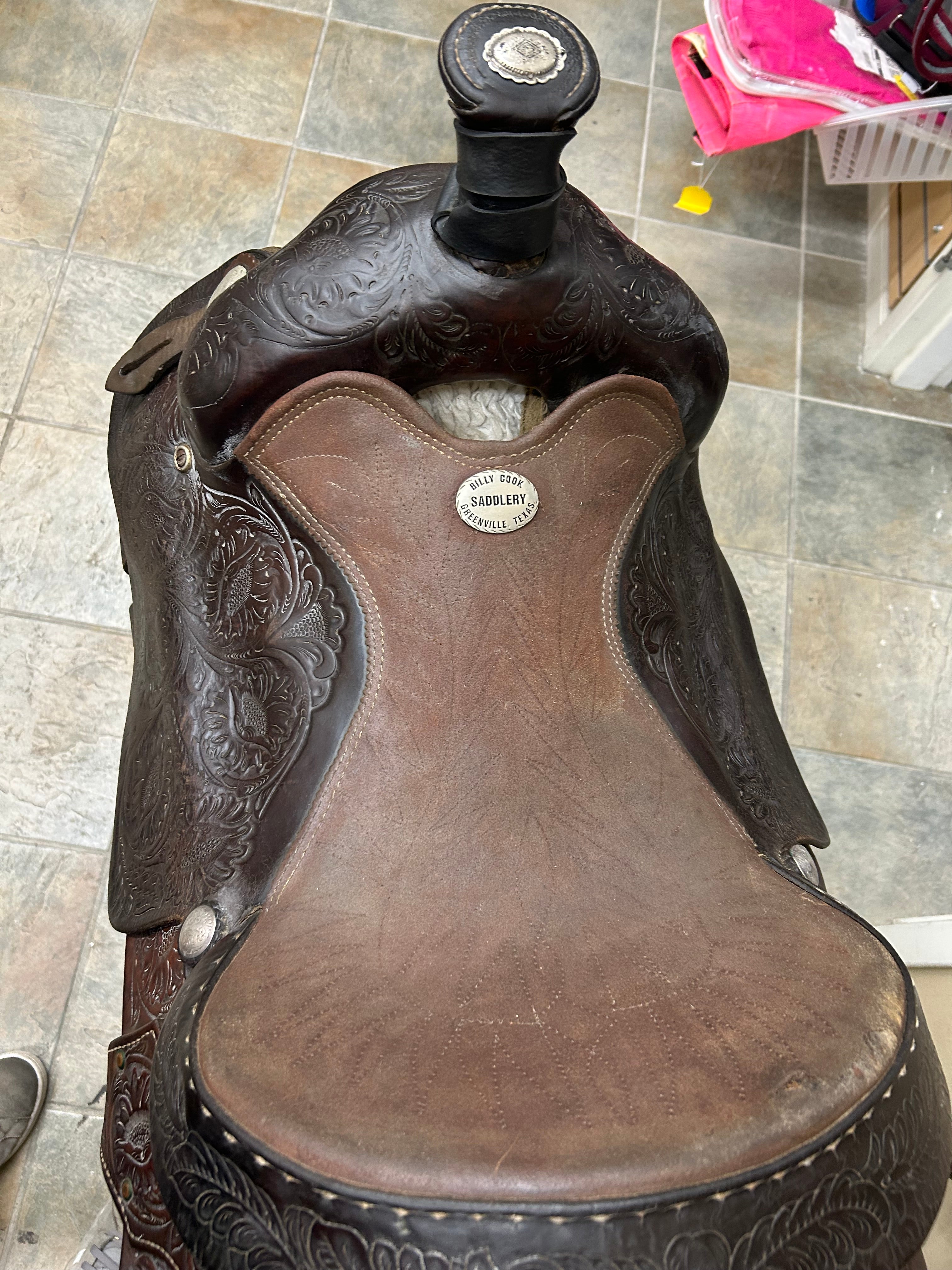 Billy Cook Vintage Western Saddle 15" Seat Semi Qh Bars