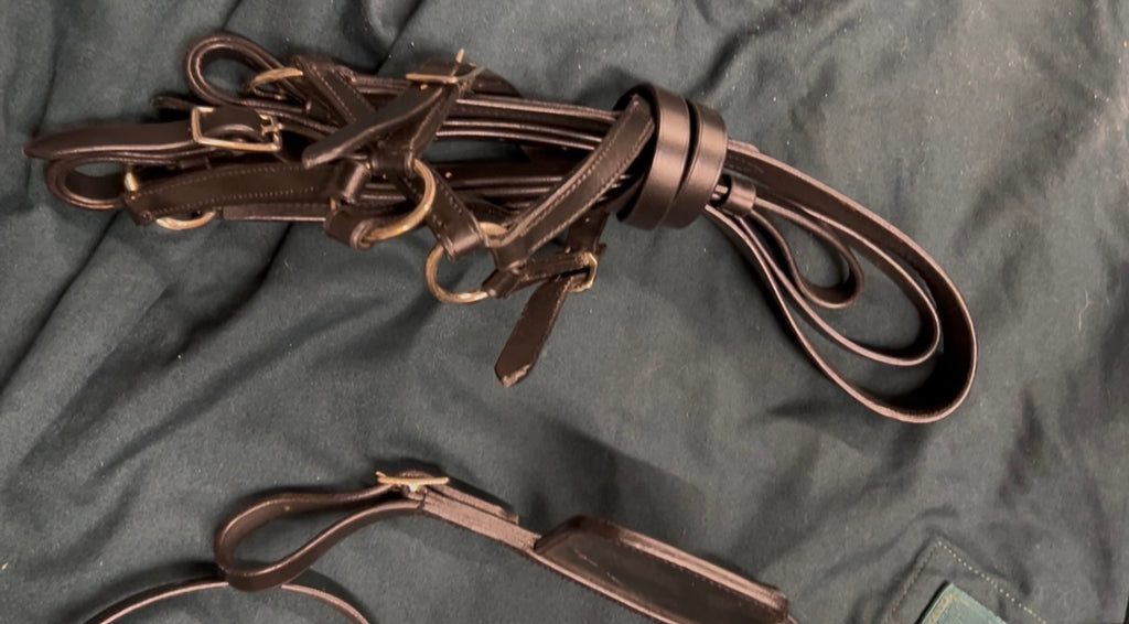 New Mini Horse Leather Driving Harness in Black