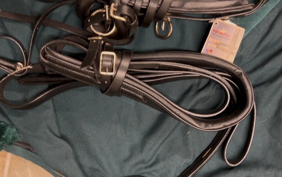 New Mini Horse Leather Driving Harness in Black