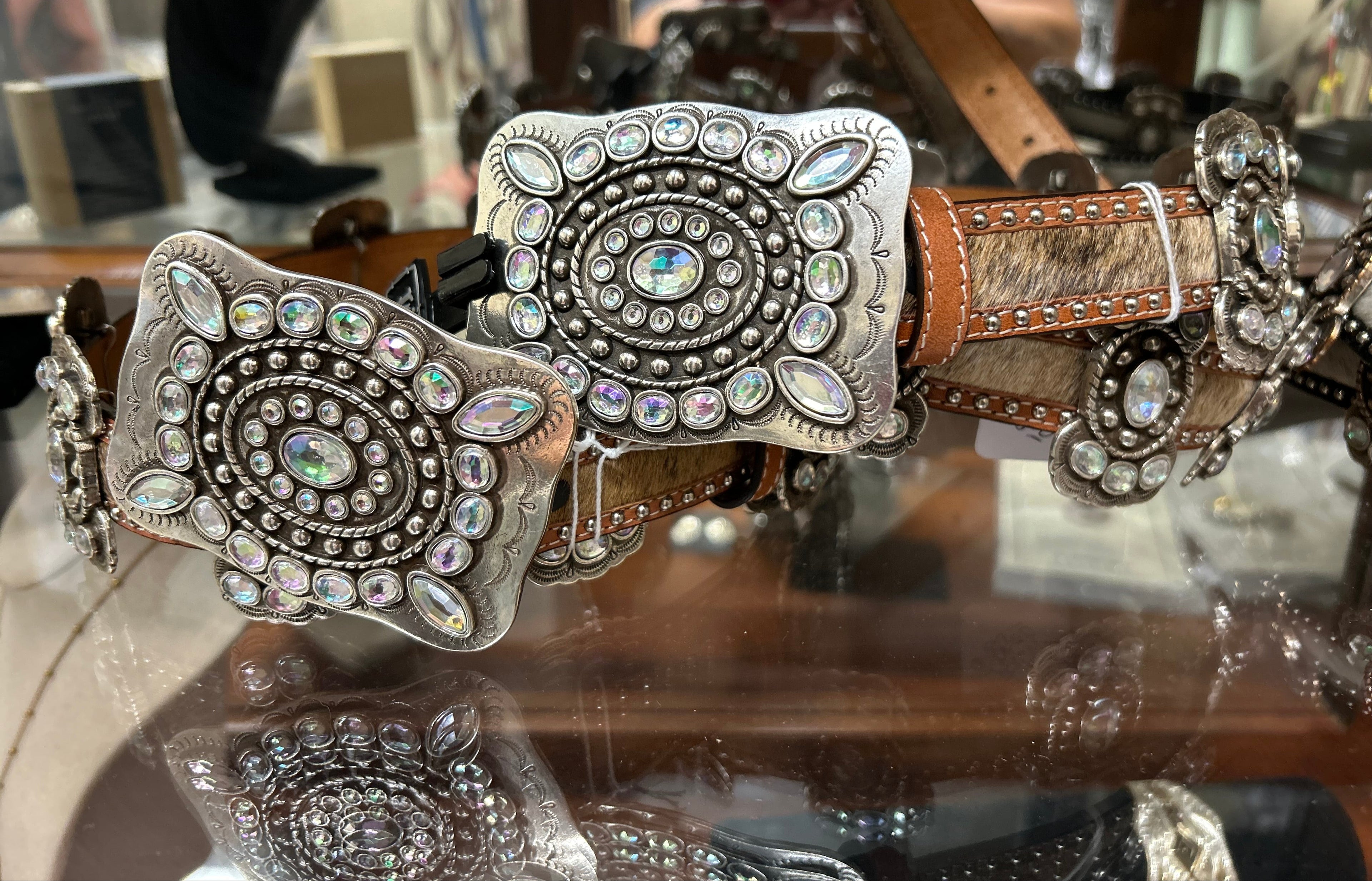 SSM Belt Brown cowhide and stones 32-34