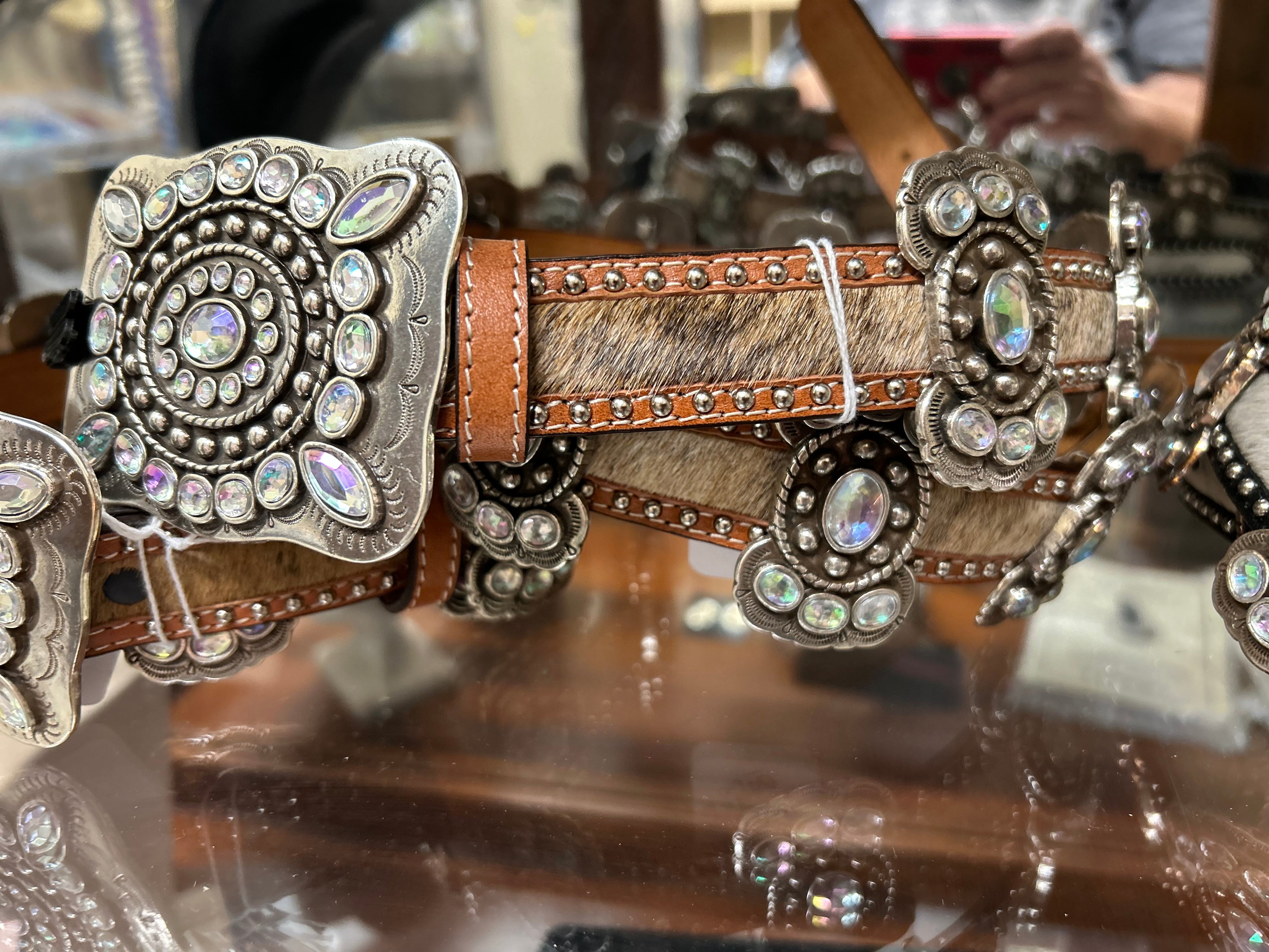 SSM Belt Brown cowhide and stones 32-34