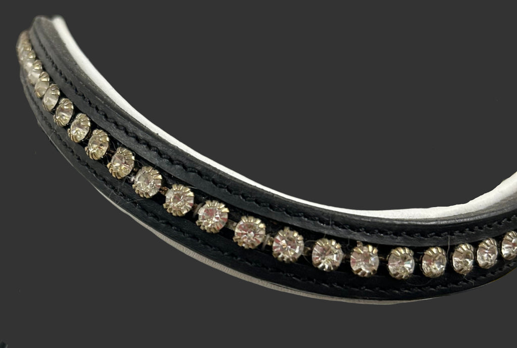 Imported Dressage headstall black/white with flash size horse flash noseband