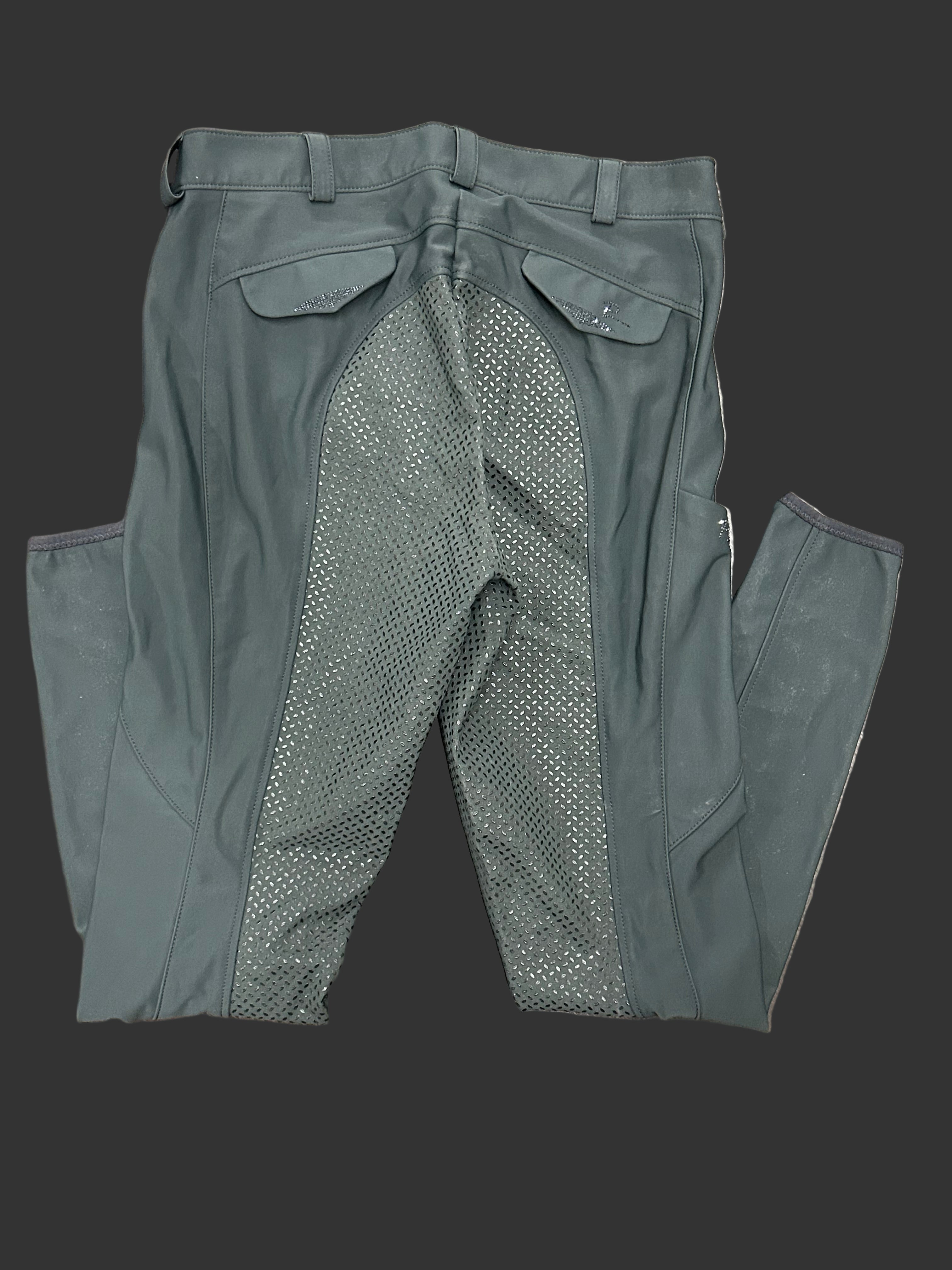 Pikeur Hunter Green 32 Womens full seat breeches with stone accents, used.