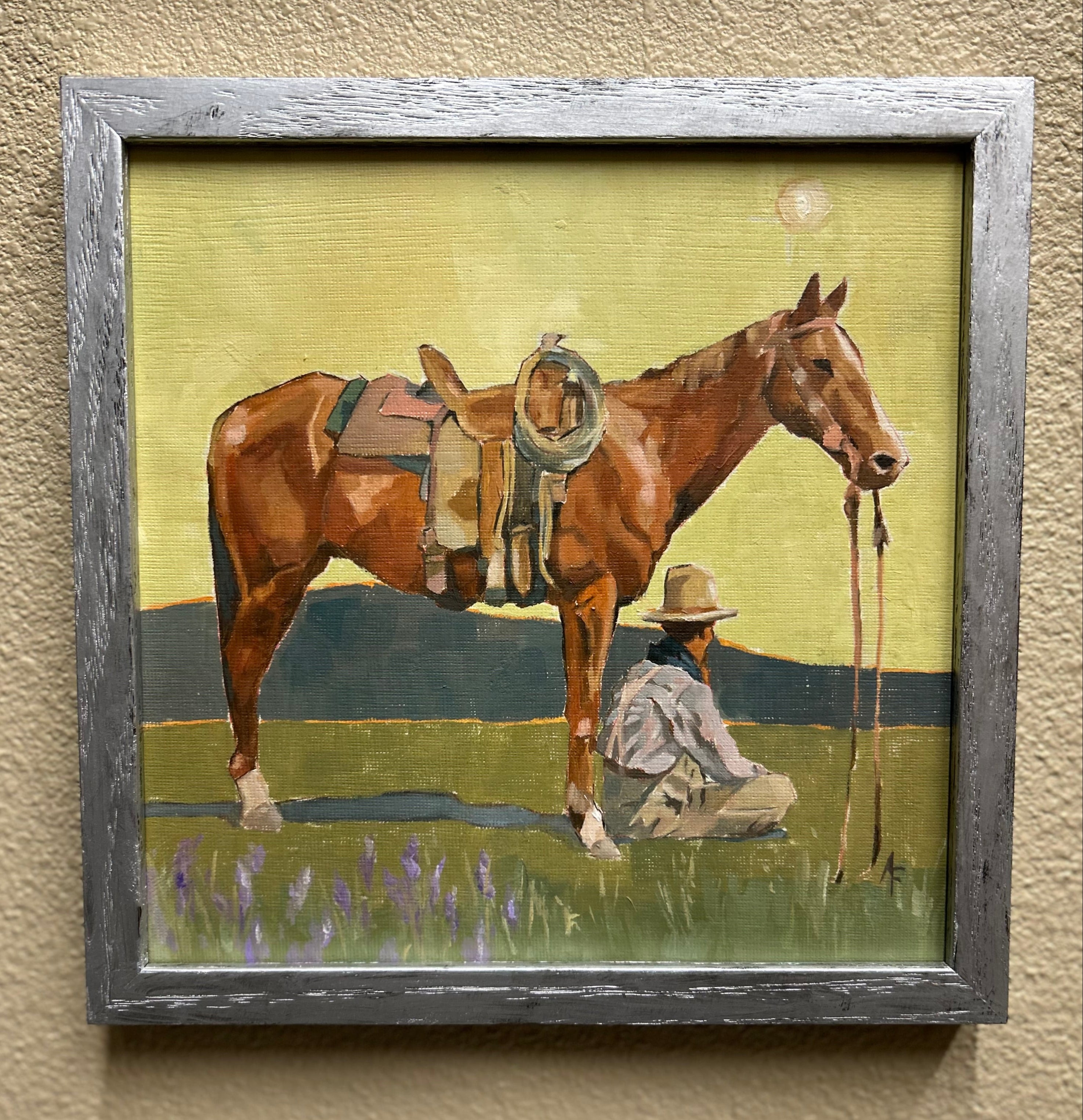 "Contemplation" 9 x 9 Signed original oil painting by artist Ashley Funicello