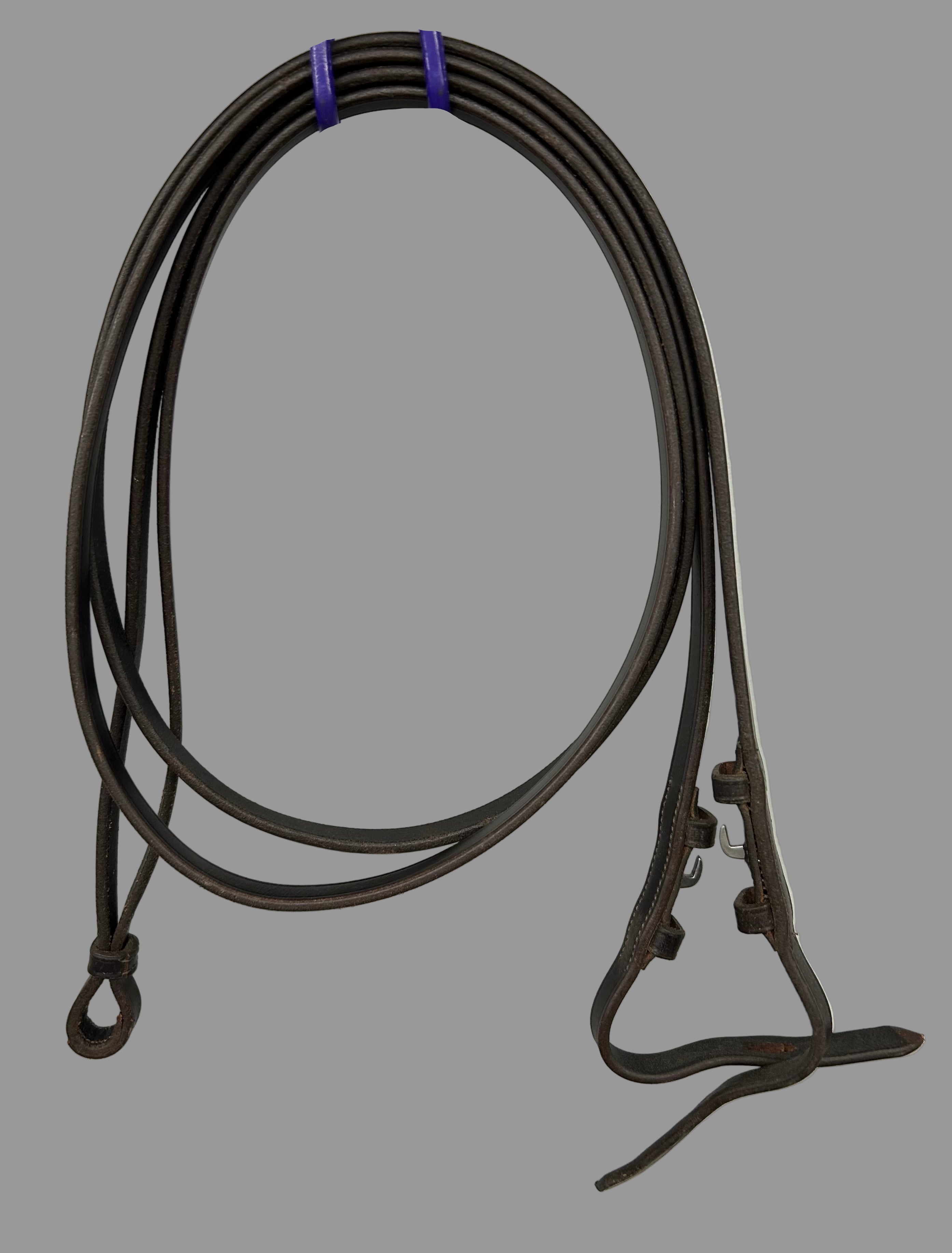 Flat Leather Bradoon Reins in Brown - Horse
