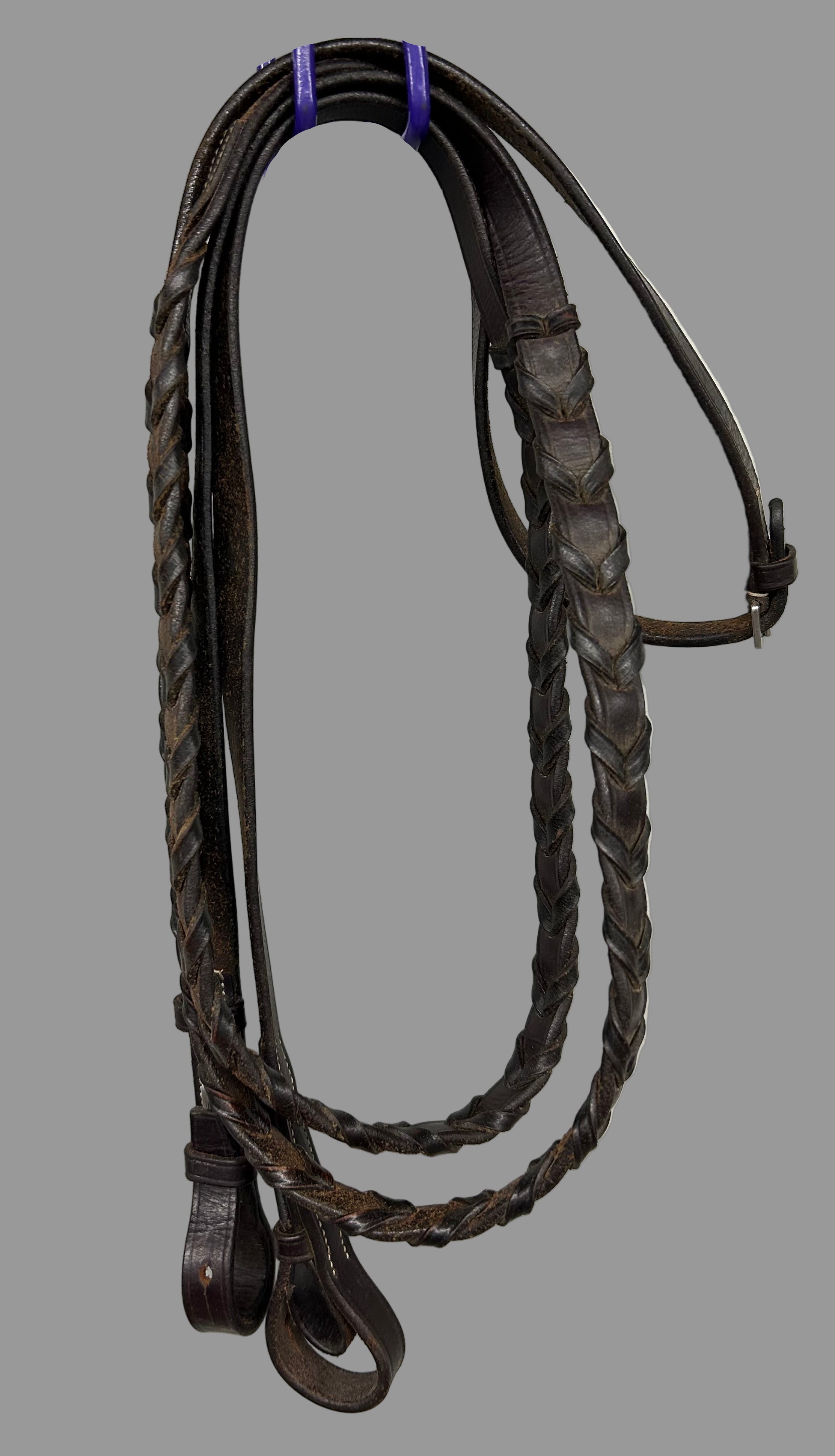 Plymouth Braided Leather Reins in Brown - Cob