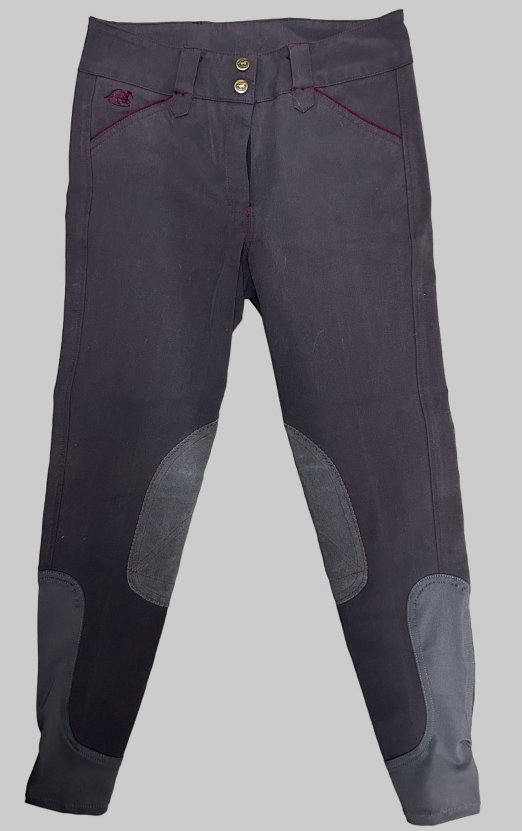 Smartpak Piper Breeches in Gray/Burgundy - Women's 26R