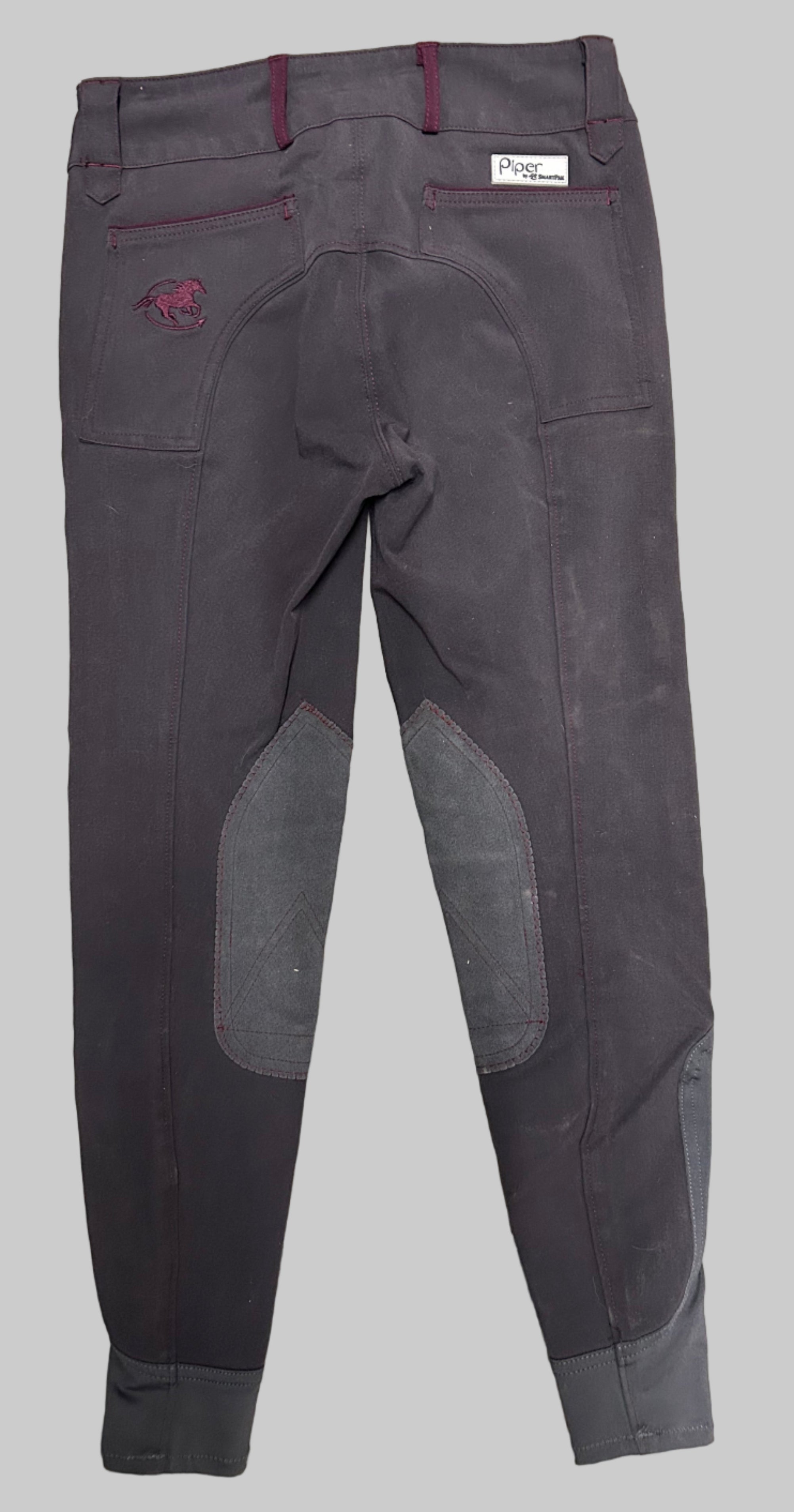 Smartpak Piper Breeches in Gray/Burgundy - Women's 26R