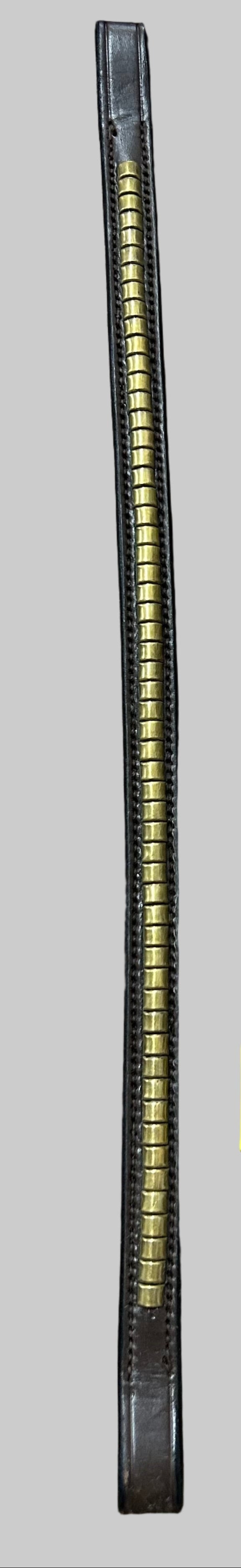 Browband w/ Vertical Brass Clinchers in Dark Brown - 13"