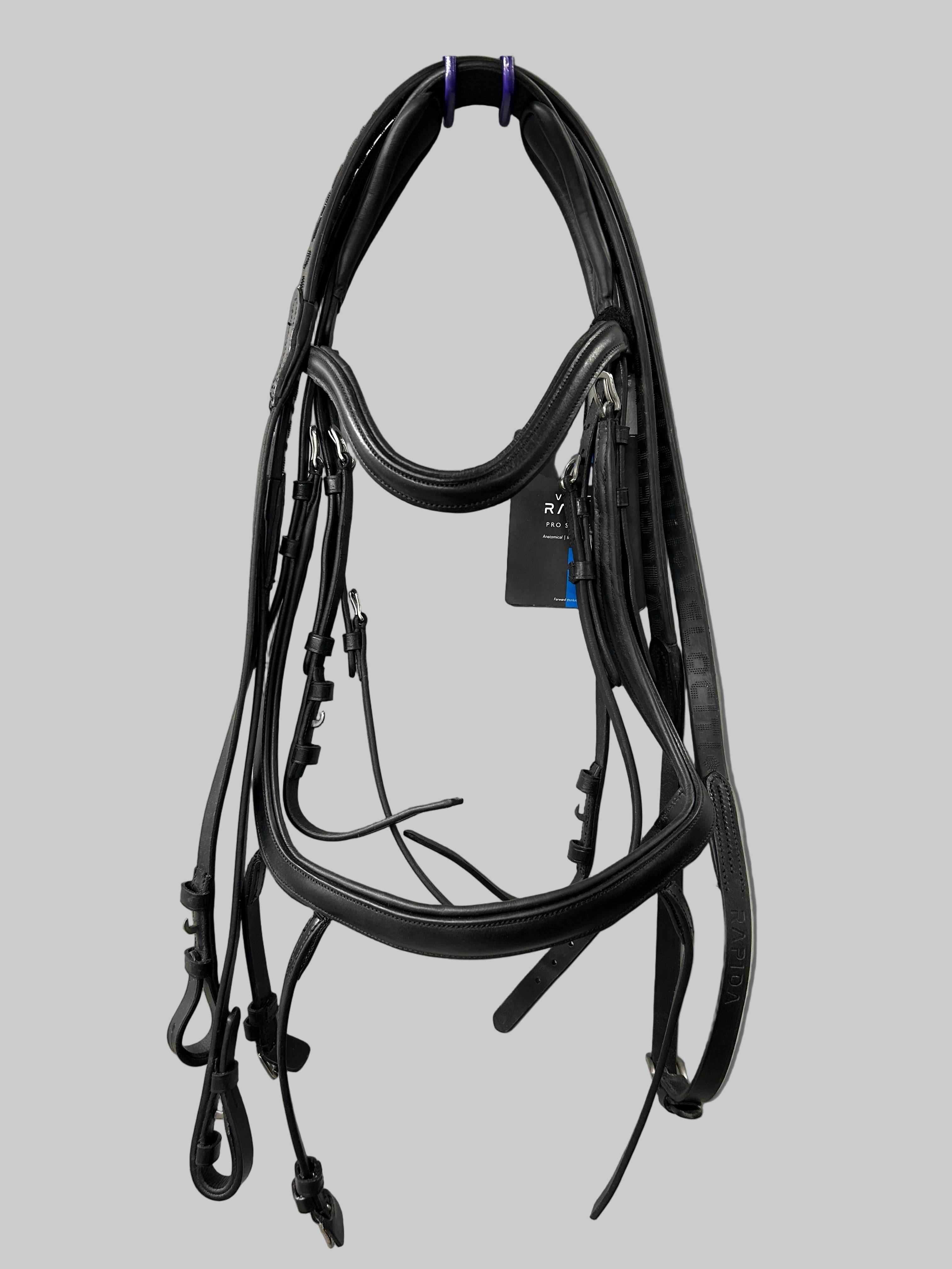 Rapida by Shires Ergonomic Dressage Bridle w/ Flash in Black - Horse