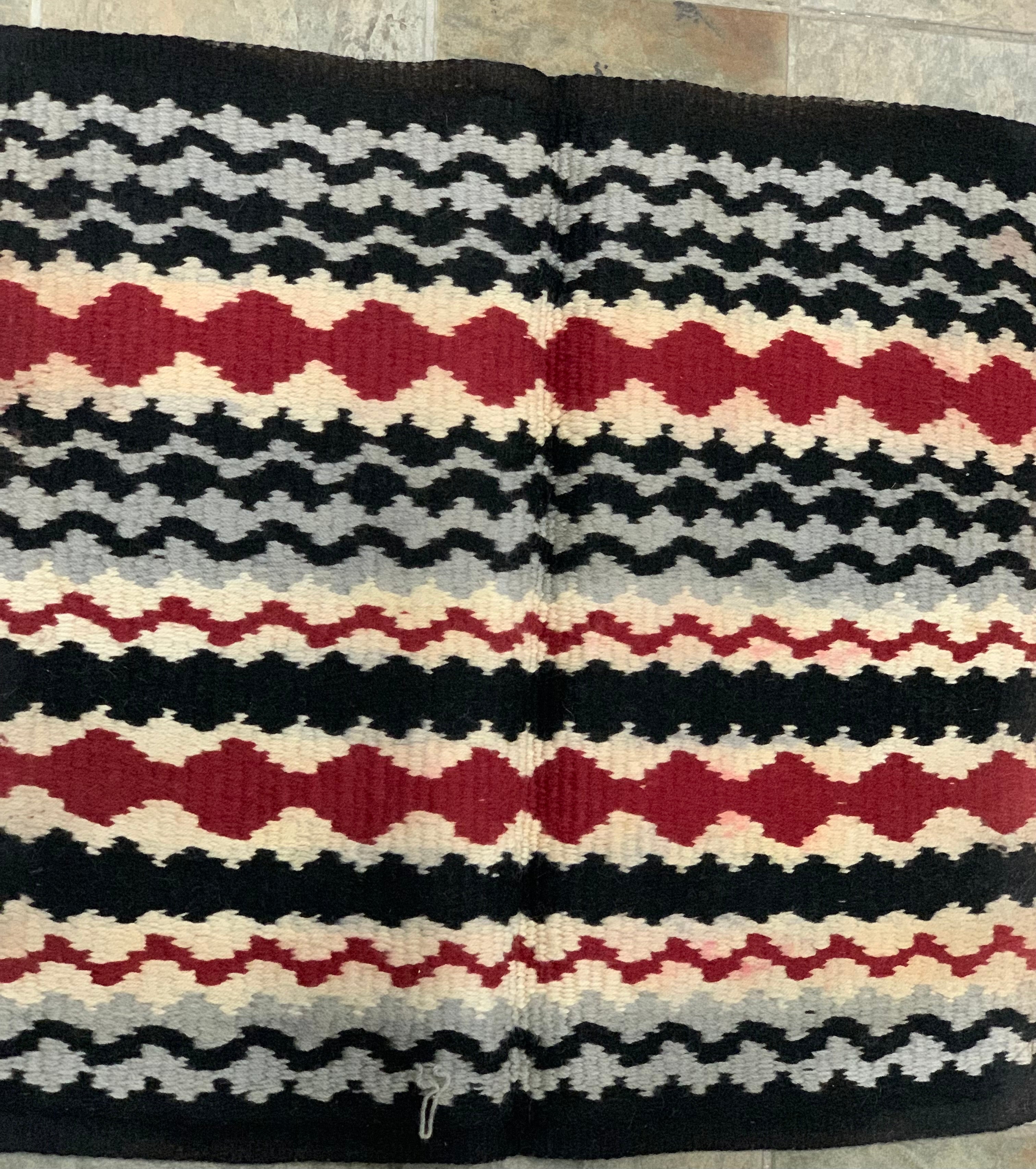 Western Show Saddle Blanket Red, Black, White 1/2 inch Heavy Weave
