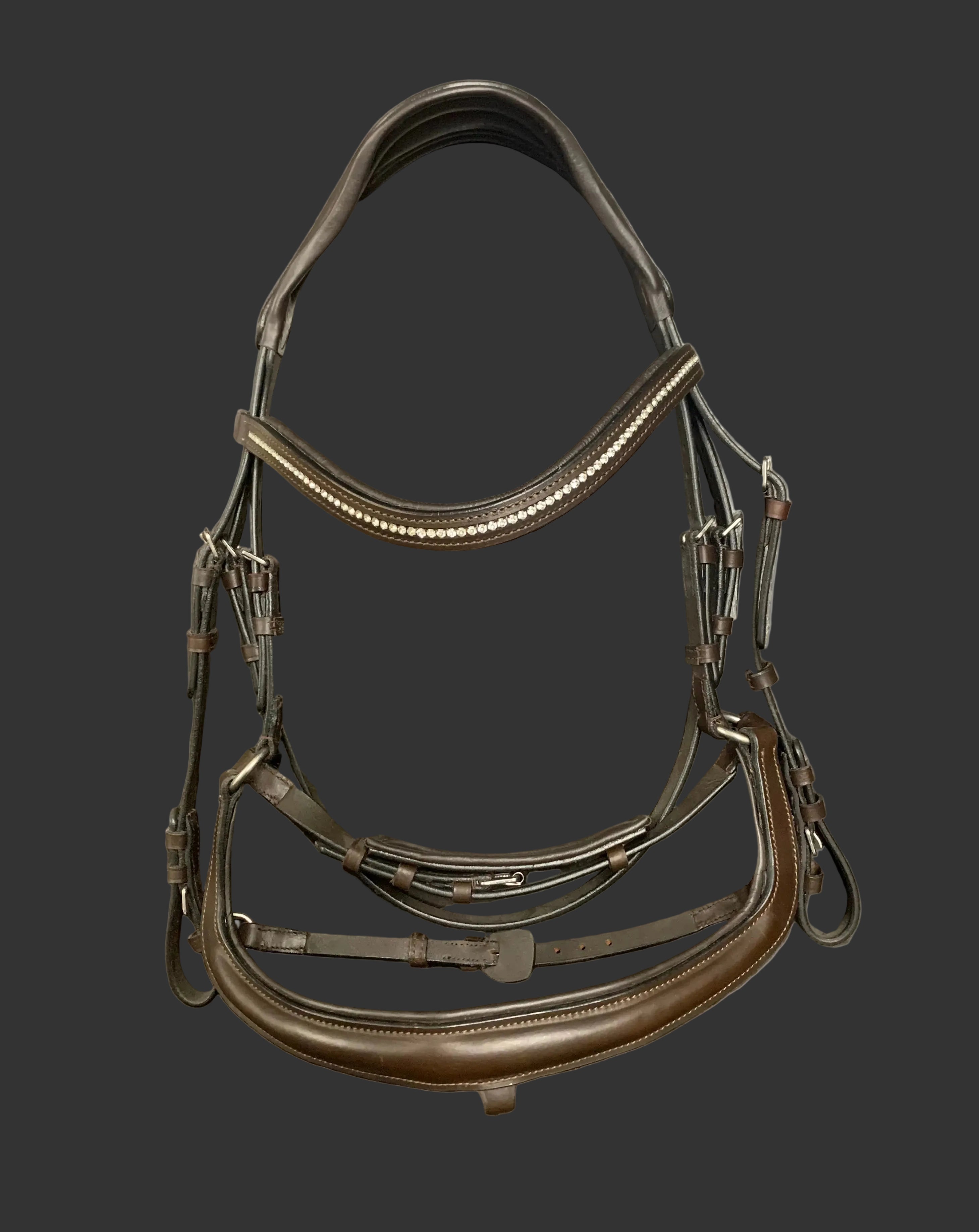 Bridle Dark Brown With Stones Horse Size