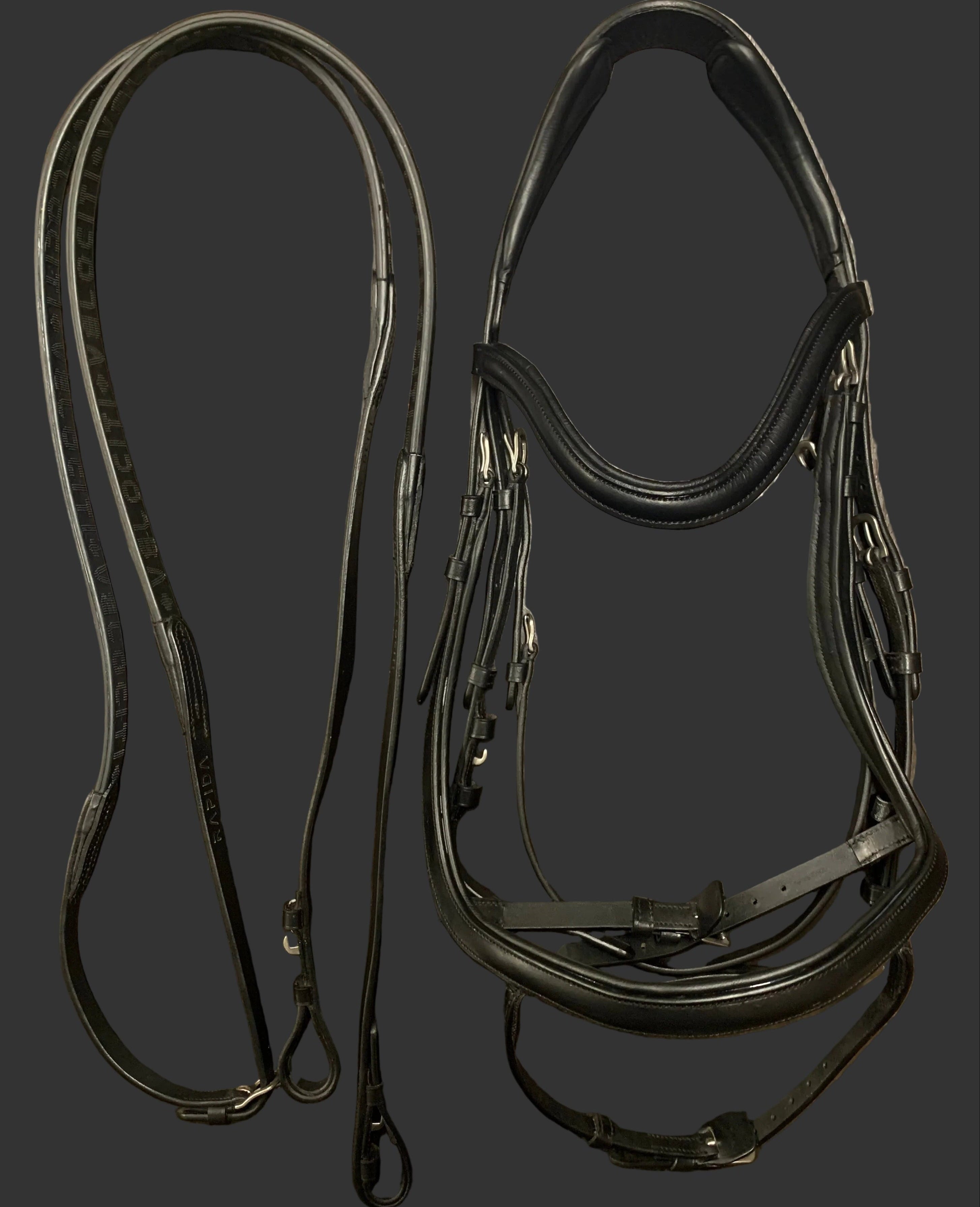 Black dressage bridle