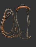 Brown Leather Bridle With Fancy Stitching And Reins