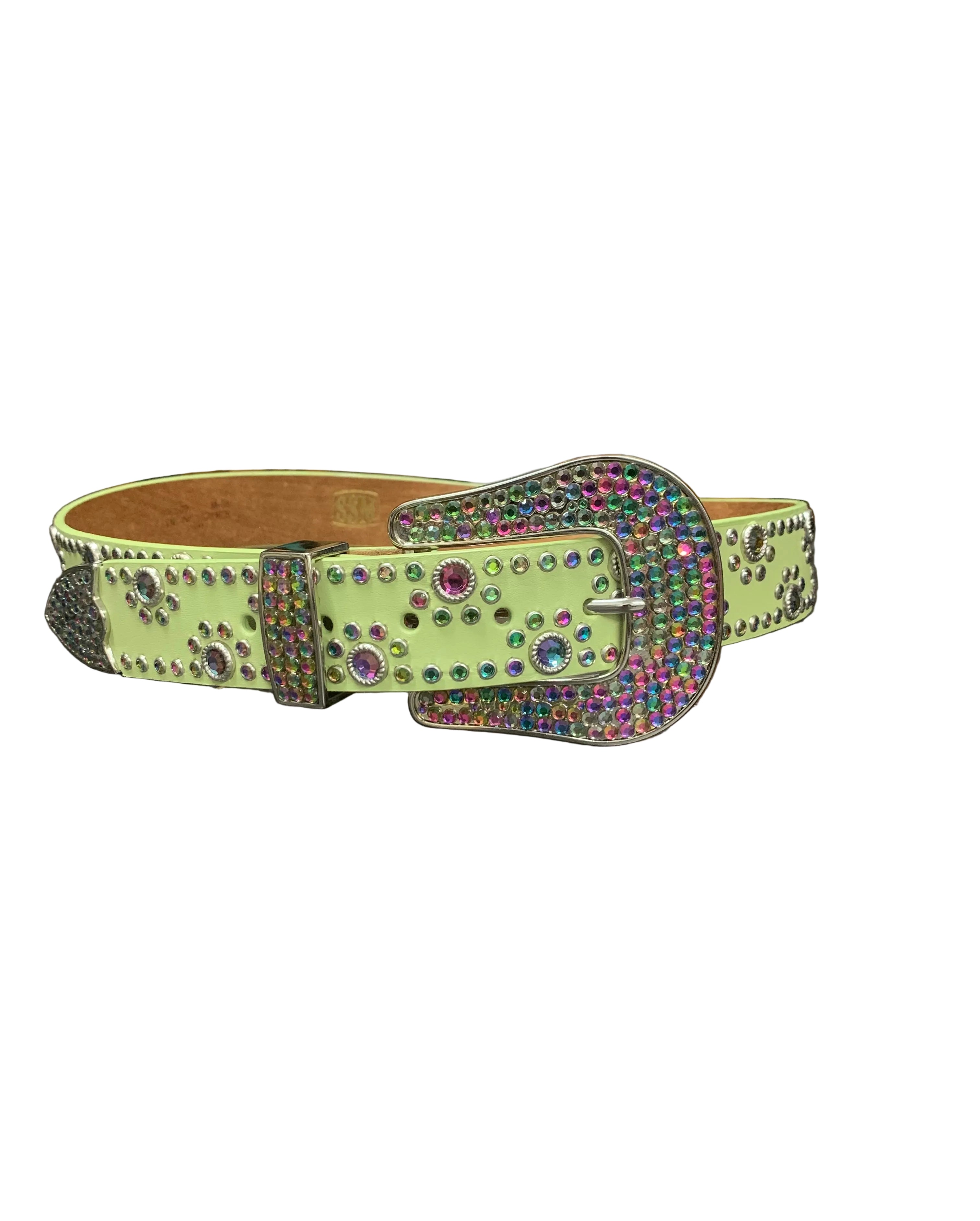 SSM Light Green Belt With Multicolored Stones