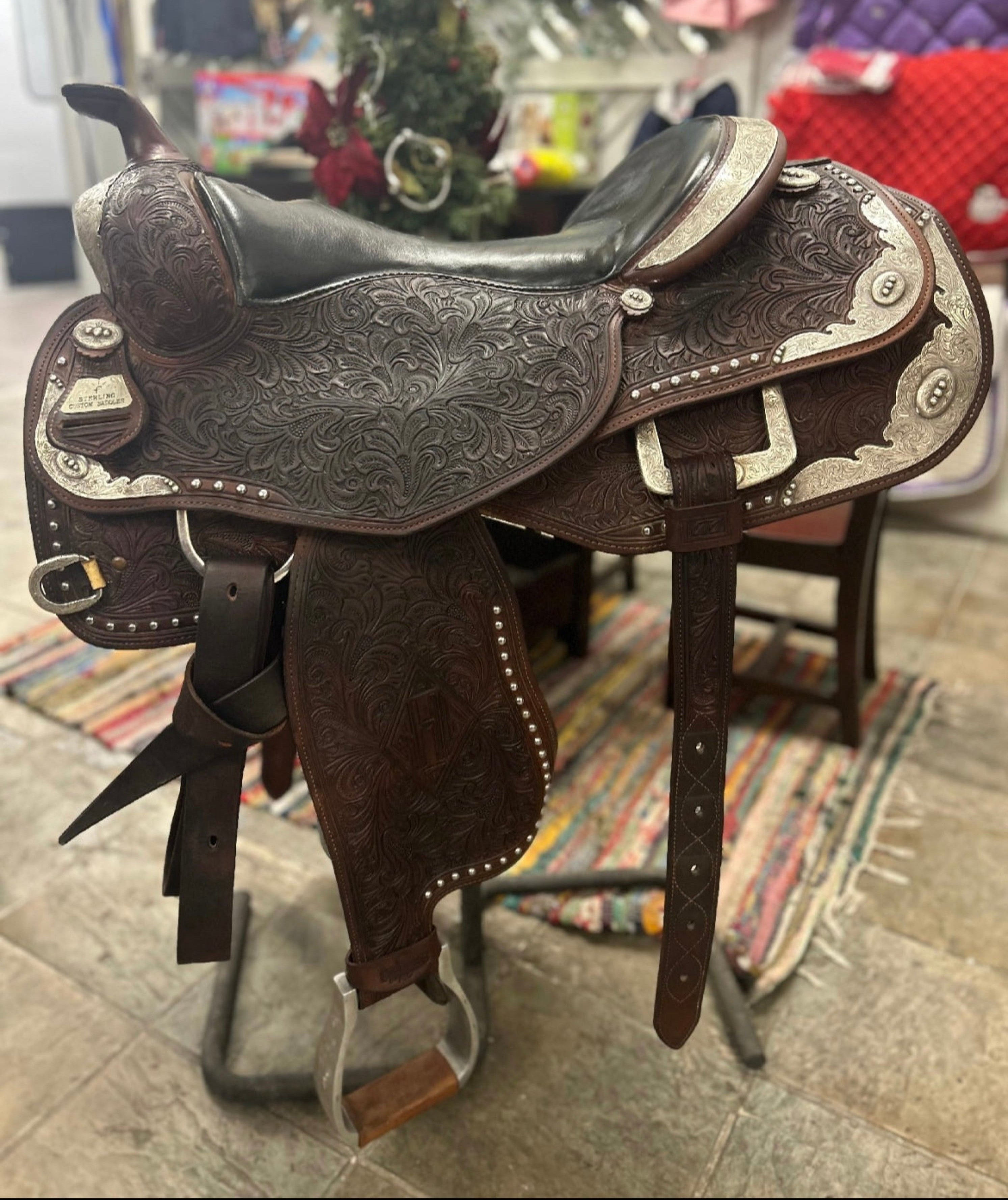Sterling Silver Custom Saddle 16' seat Full Quarterhorse Bars