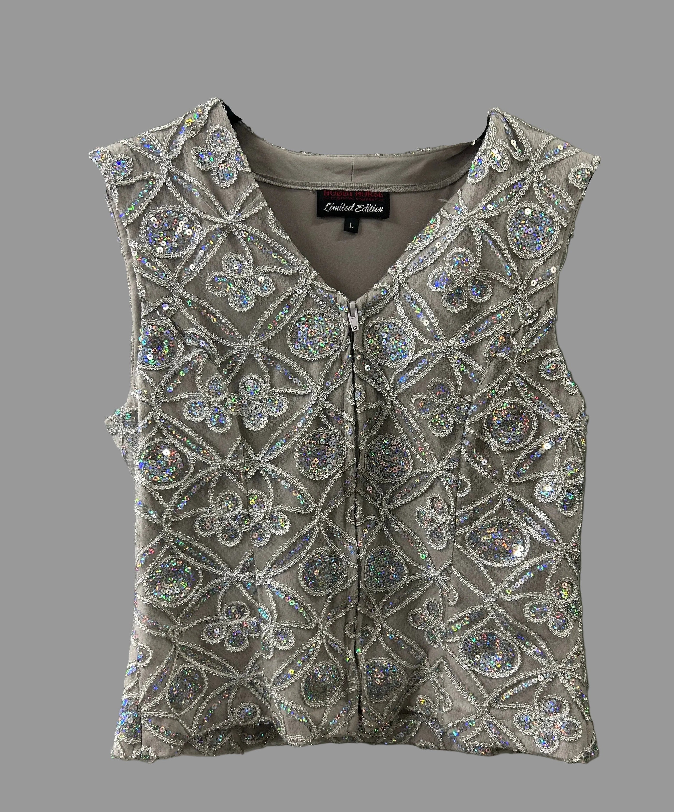 Hobby Horse Limited Edition Womens Western Show Vest L Silver