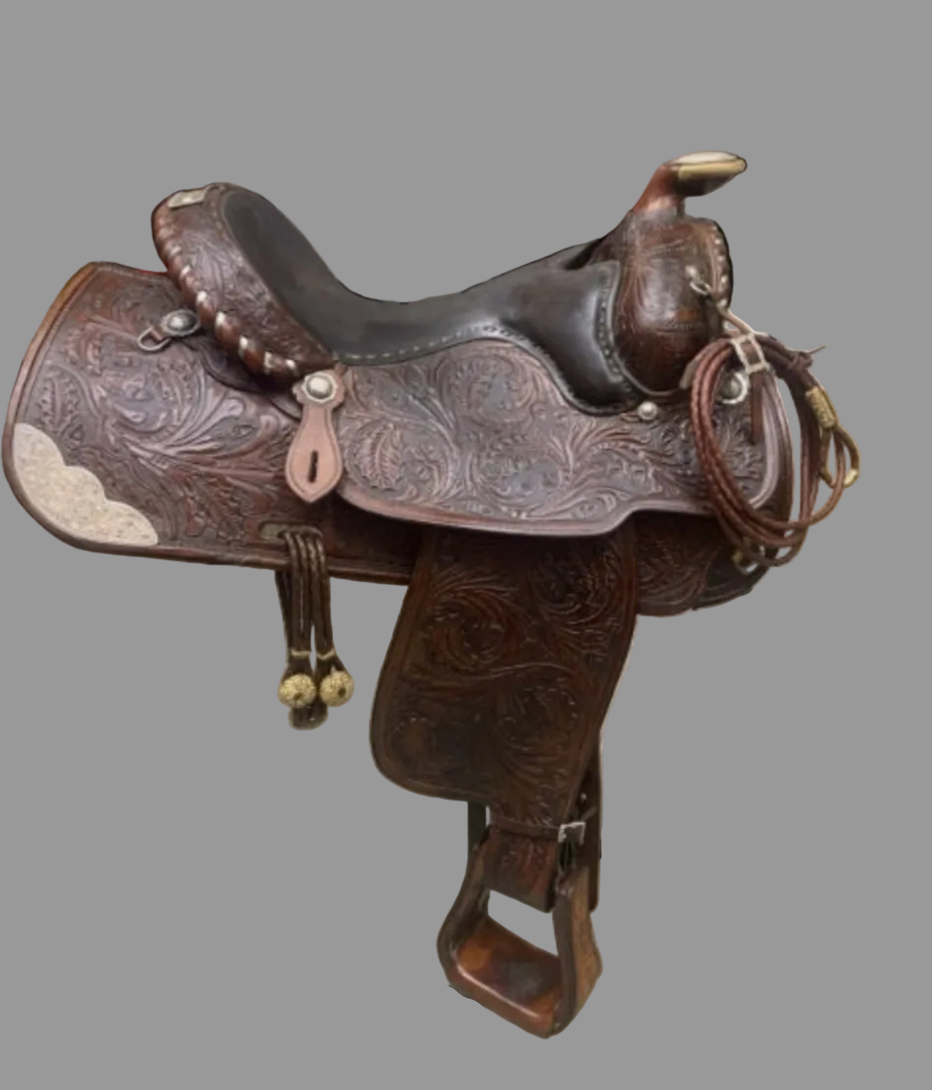 Circle Y Western Saddle with silver plates 15" seat Full Quarter Horse Bars