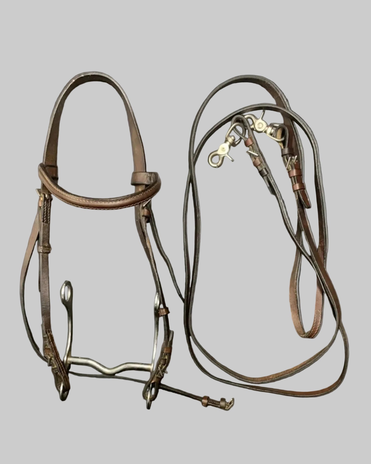 Western Bridle Complete With Reins Dark Brown Leather