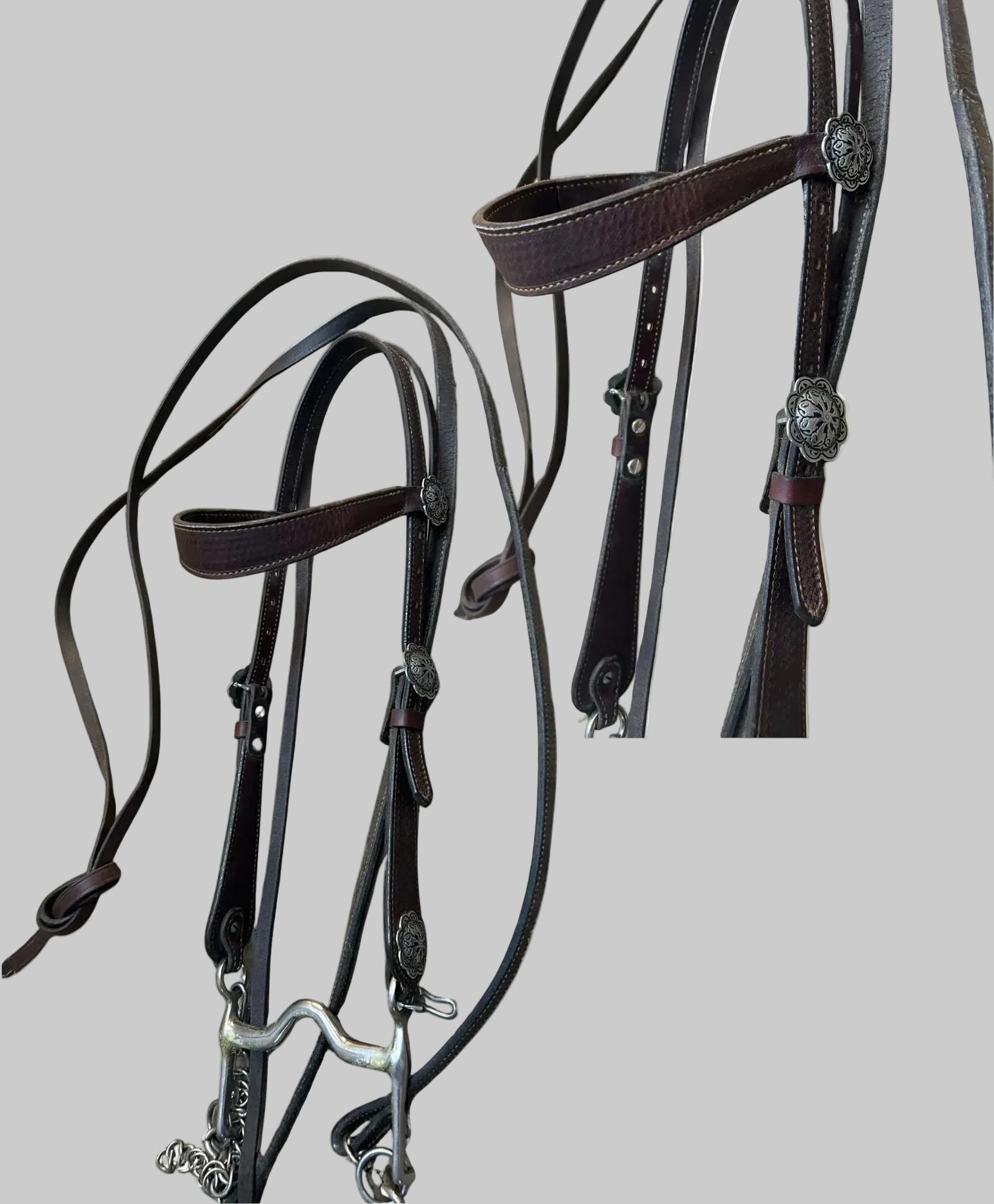 Weaver Headstall with Split Reins Horse Dark Brown