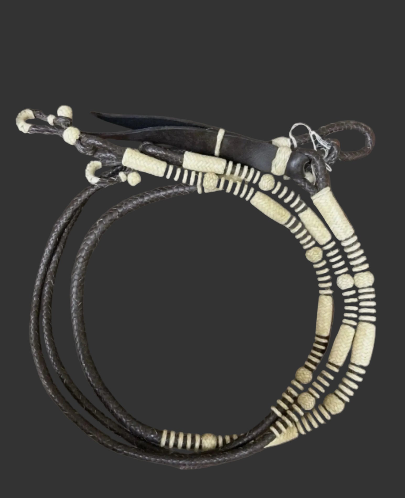 Western Romal Show Reins Dark Brown Rawhide Split Reins
