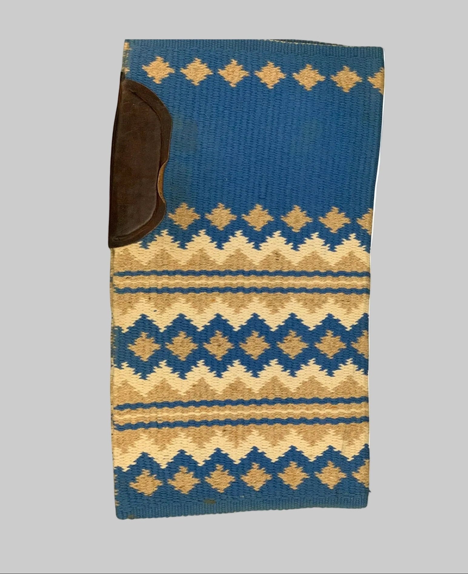Western Saddle Blanket Blue Beige and Off White