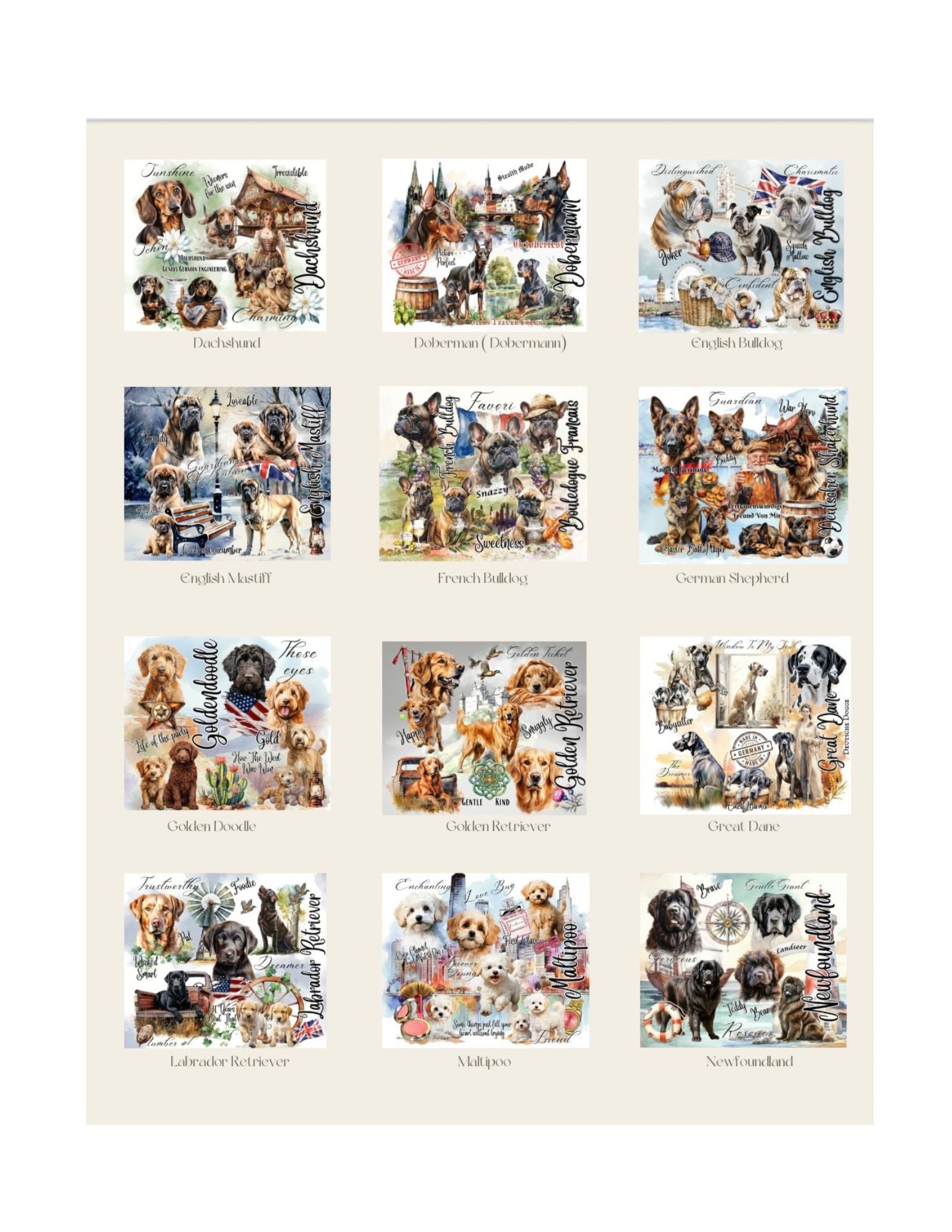 Dog Breeds Around The World Hot/Cold Tumblers 20 oz