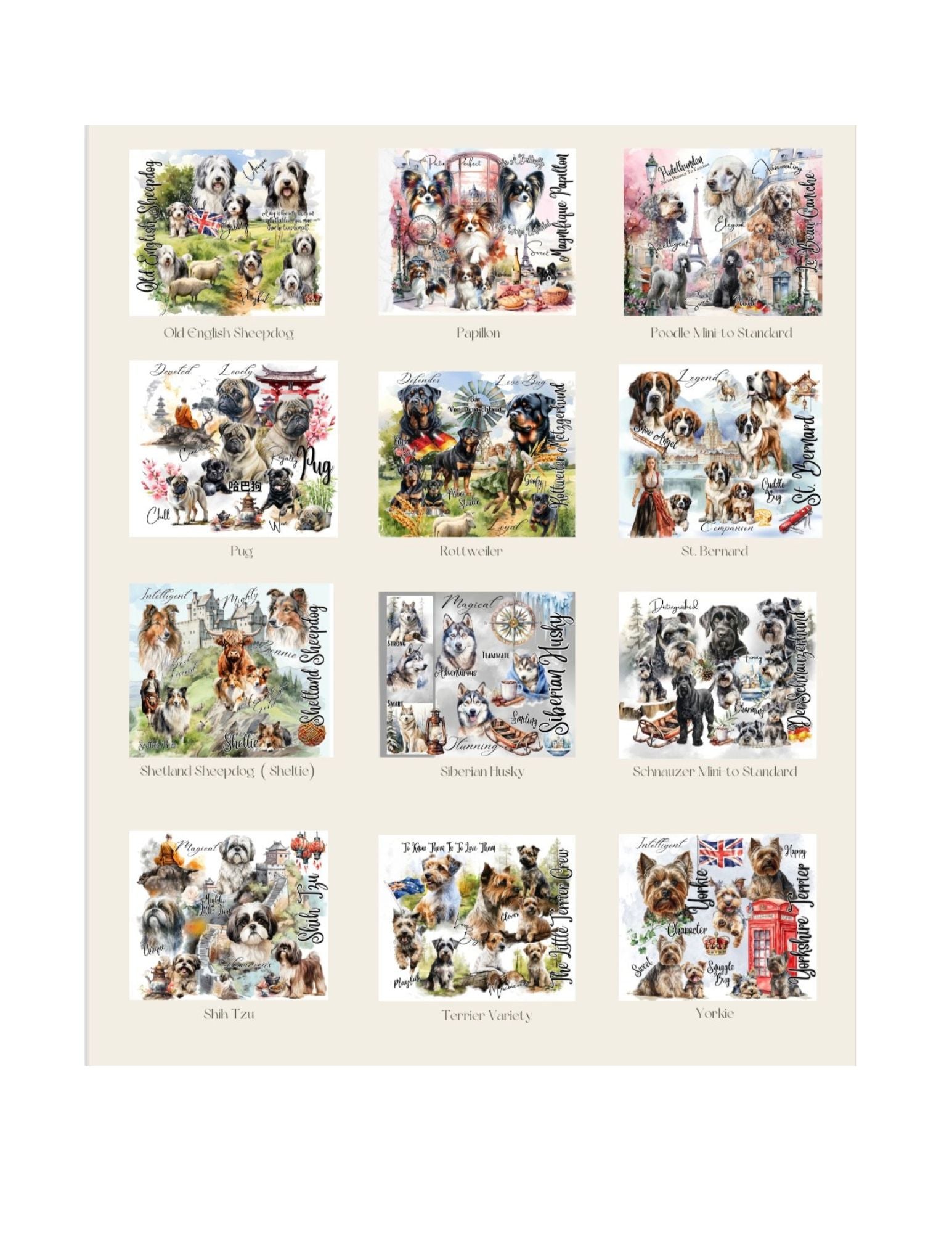 Dog Breeds Around The World Hot/Cold Tumblers 20 oz